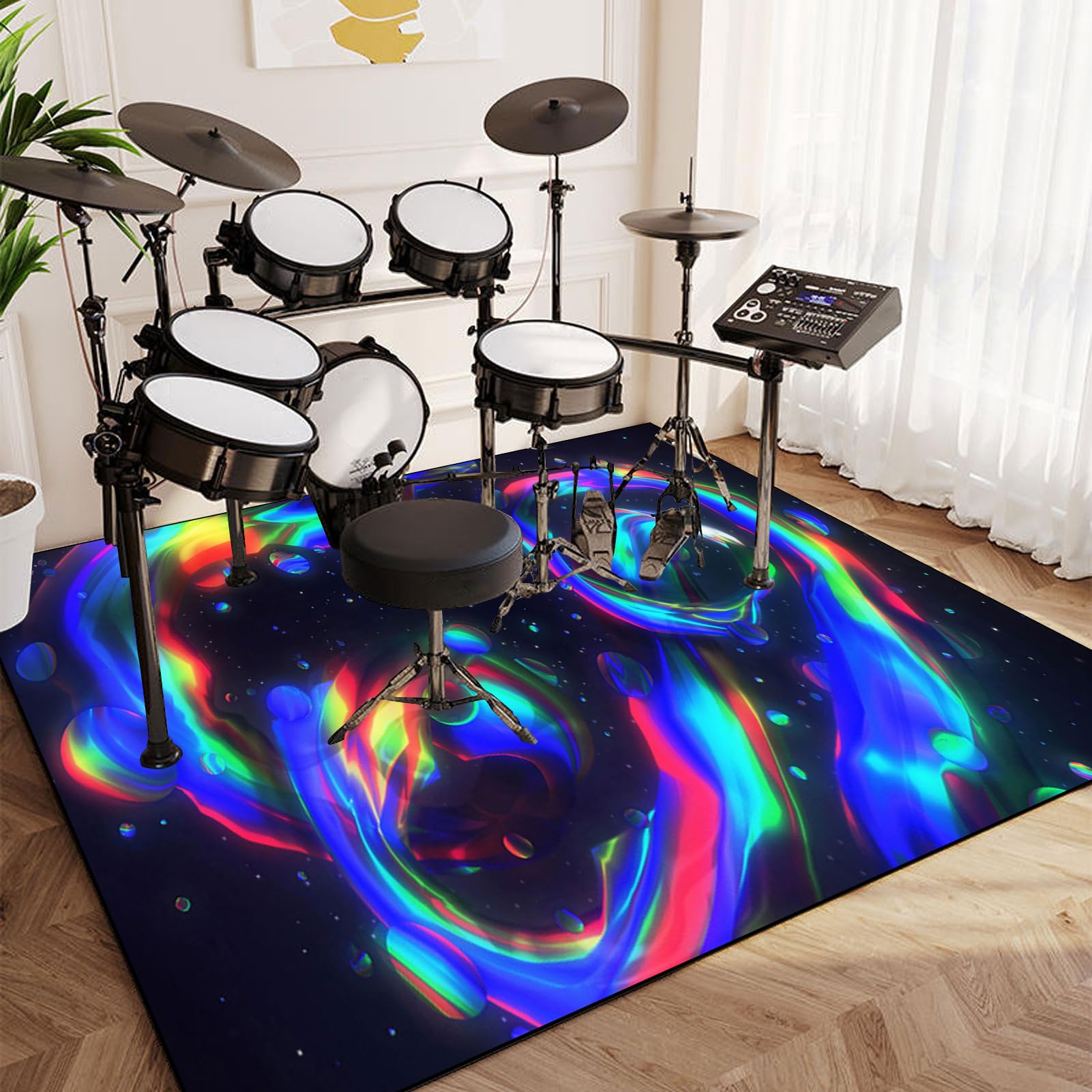 Profesjonalny dywan perkusyjny 210 x 180 cm, dywan perkusyjny, akcesoria perkusyjne do zestawu perkusyjnego, zestaw jazzowy, elektroniczny bęben, dywaniki zestawu perkusyjnego do bębna basowego