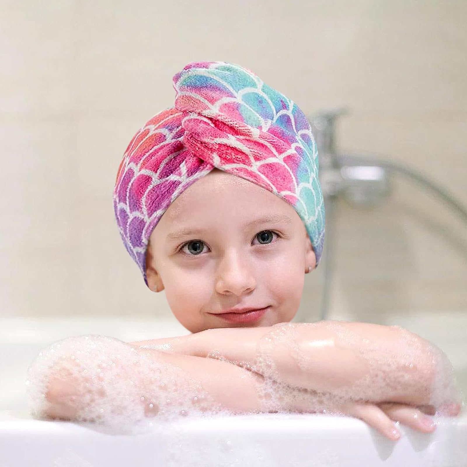 RUKAN Turbante Asciugacapelli, Asciugamano Per Capelli, Asciugamano Capelli Turbante, Asciugamano Microfibra Capelli, Turbante In Microfibra Per Bambini, Stampa A Squame, Asciugatura Rapida