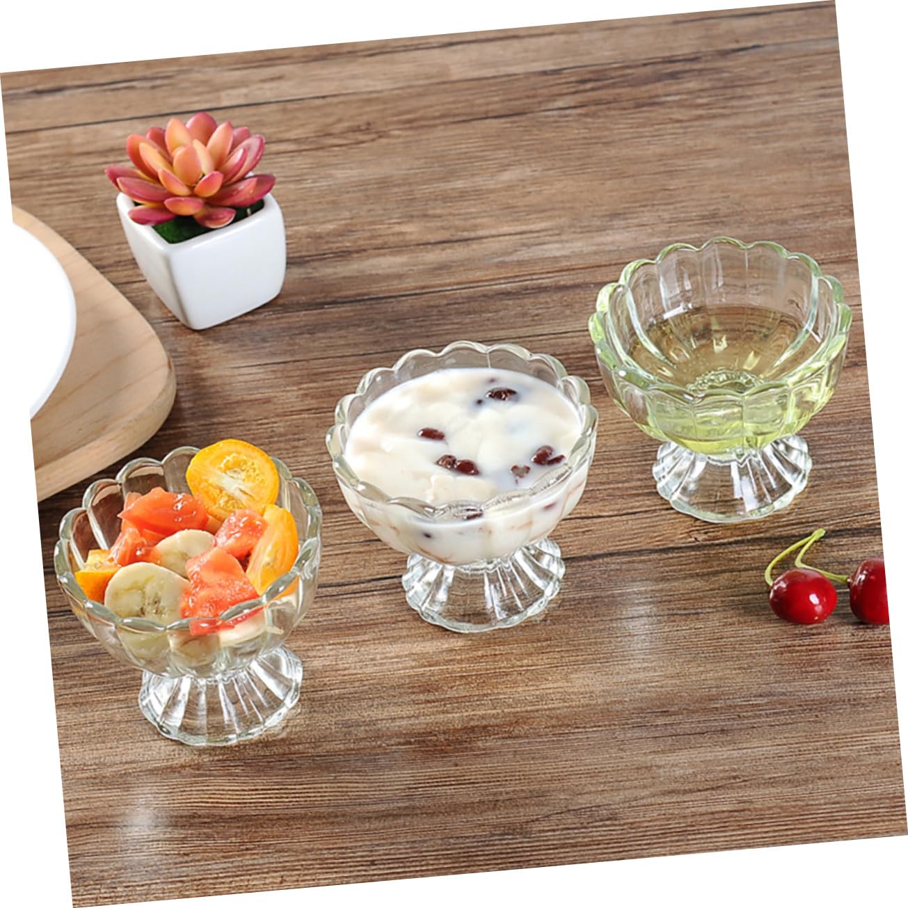 Hemobllo Coppa Di Gelato in Vetro Trasparente Da 100 Ml, Ciotola Da Dessert e Tazza Per Gelatina, Set Da 6 Pezzi Per Uso Domestico in Vetro Riutilizzabile e Facile Da Pulire