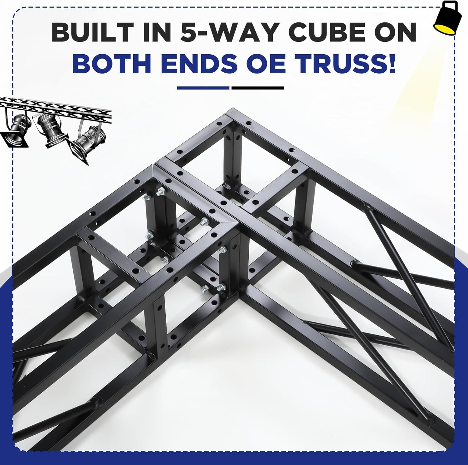 Tandefio 3 Pack DJ Trussing Box 1.5 Meter 4.92 ft Square 8 x 8 Black Trussing Segment Kit DJ Lighting Truss Stage Bolted for Tent System Portable Stage Indoor Outdoor Use