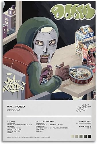 MF DOOM - Póster vintage para decoración del hogar, 12 x 18 pulgadas, sin marco