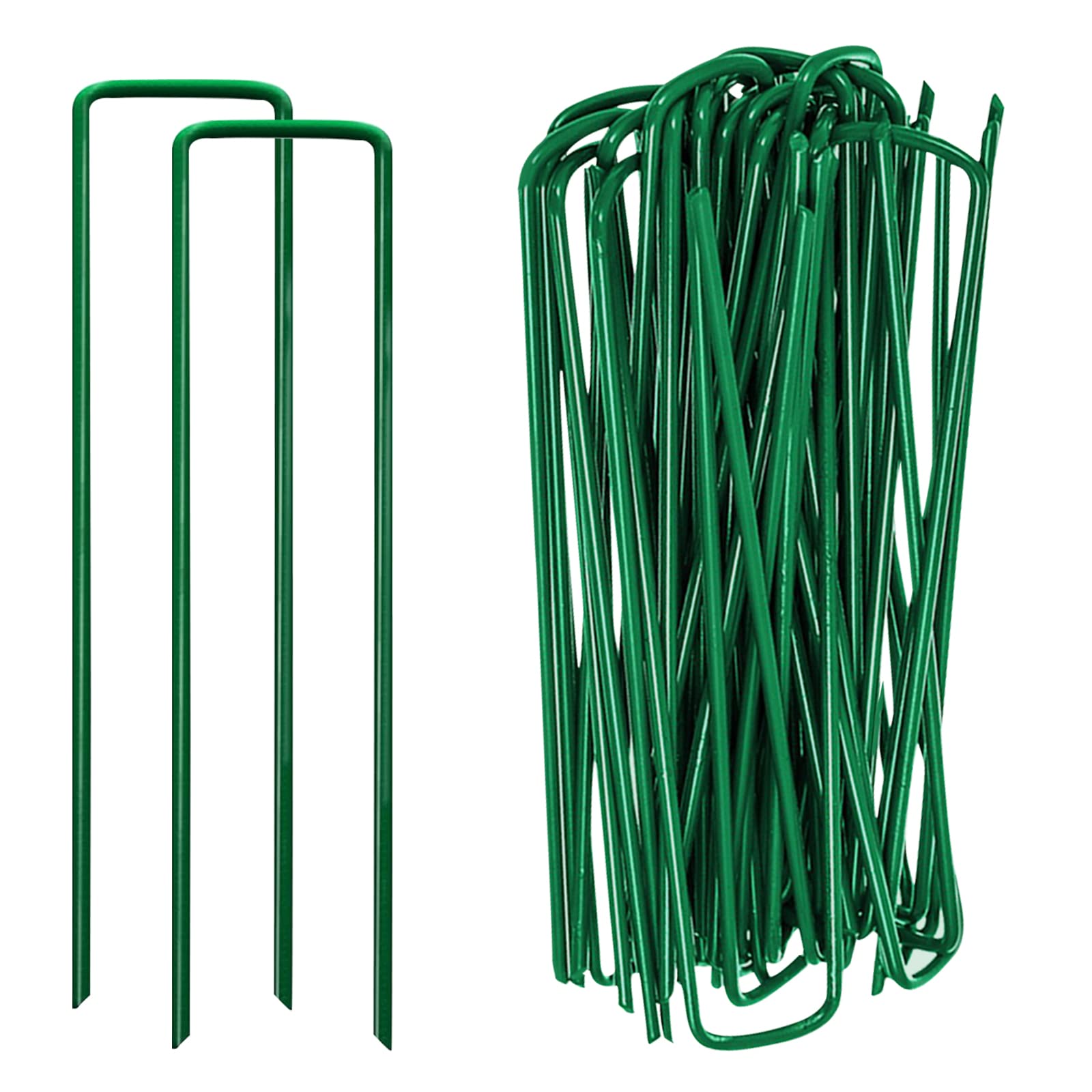 Picchetti A U Per Telo Pacciamatura 100 Pezzi - Zincati 15 Cm Con Rondelle E Gancio Estrazione - Per Fissaggio Erba Sintetica E Tessuto