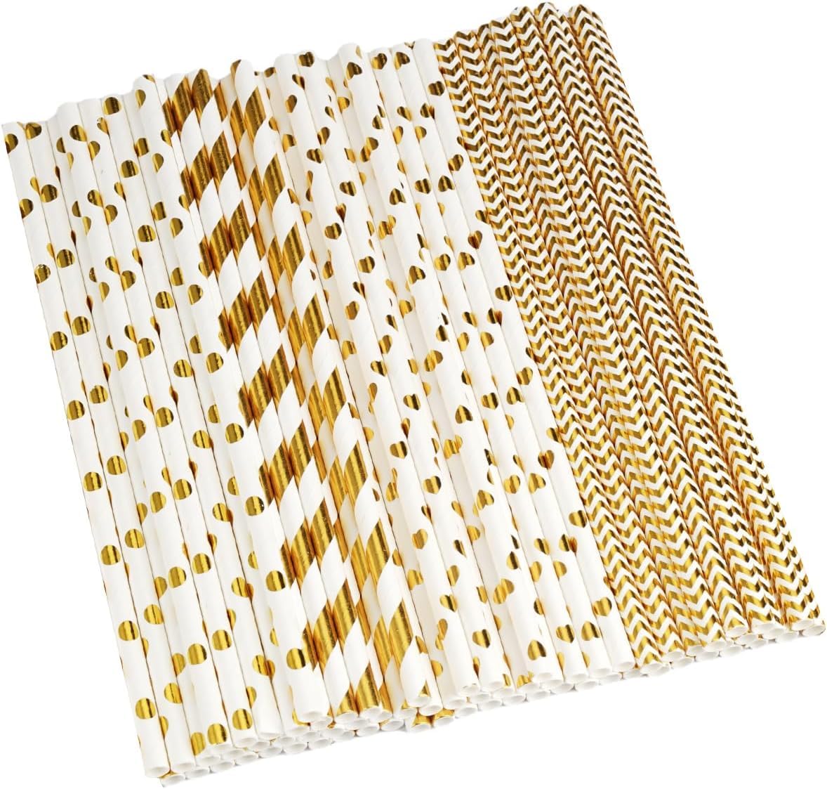 Pailles en papier dorées haut de gamme et réutilisables pour tables festives