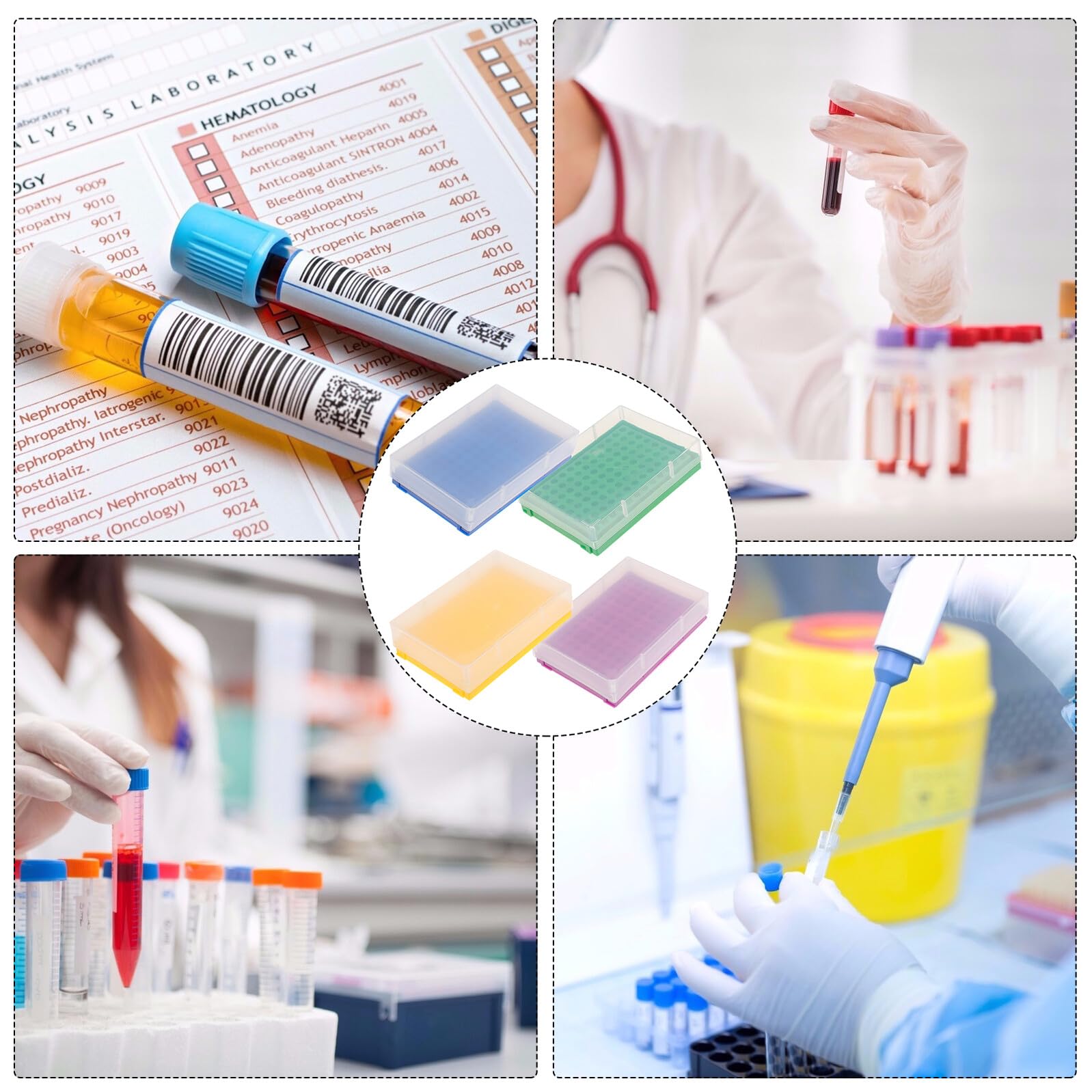 4 Stück Teiliges Mikrozentrifugenröhren rack aus Langlebigem Polypropylen Hitze Kältebeständig Kompakte Aufbewahrungsbox für Laborproben Geeignet für Pcr röhrchen Farblich