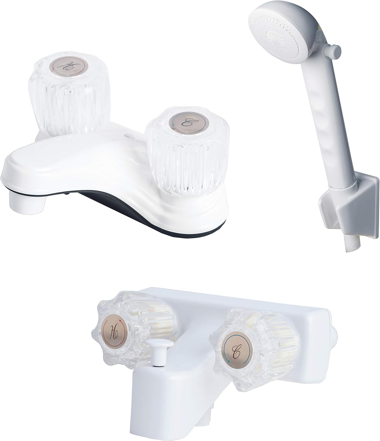 Laguna Brass 2000AWT/3210AWT/4120WT RV Bathroom and Tub Shower Faucet with Matching Hand Shower Combo White Finish