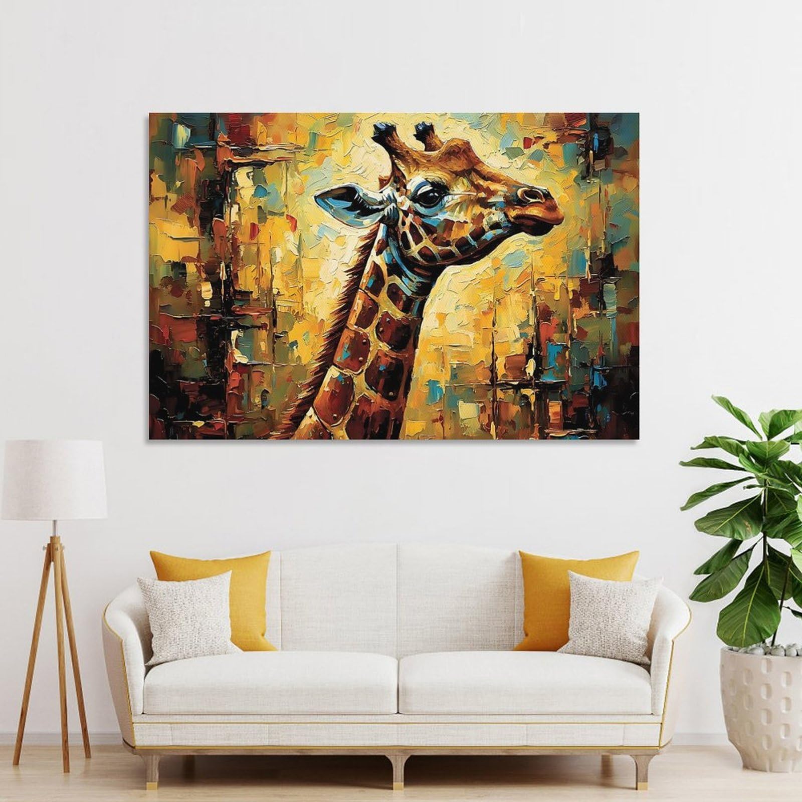 Junmoney Unframe-Style-6-1 Abstract Giraffe Painting Hanging Wall Art, 20X30inch(50X75cm), For Entrance Walls, Hall Decor Or Foyers, Wall Decor To Refresh Empty Corners