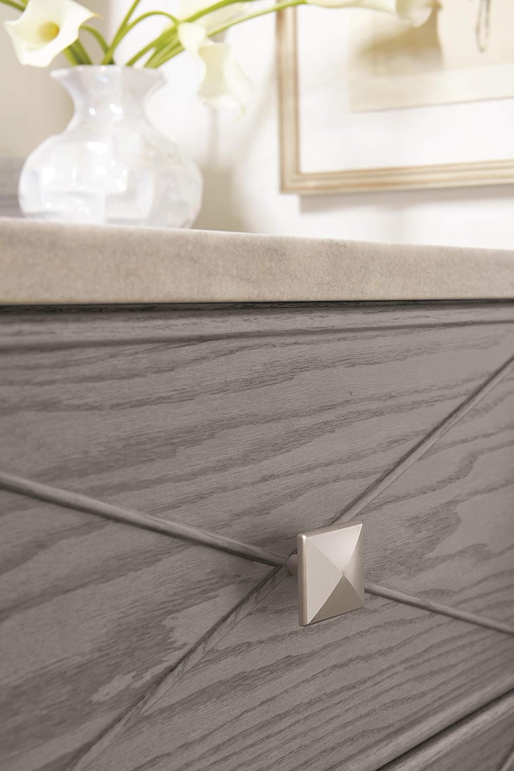 Polished Chrome Square Cabinet Knob with Mounting Hardware