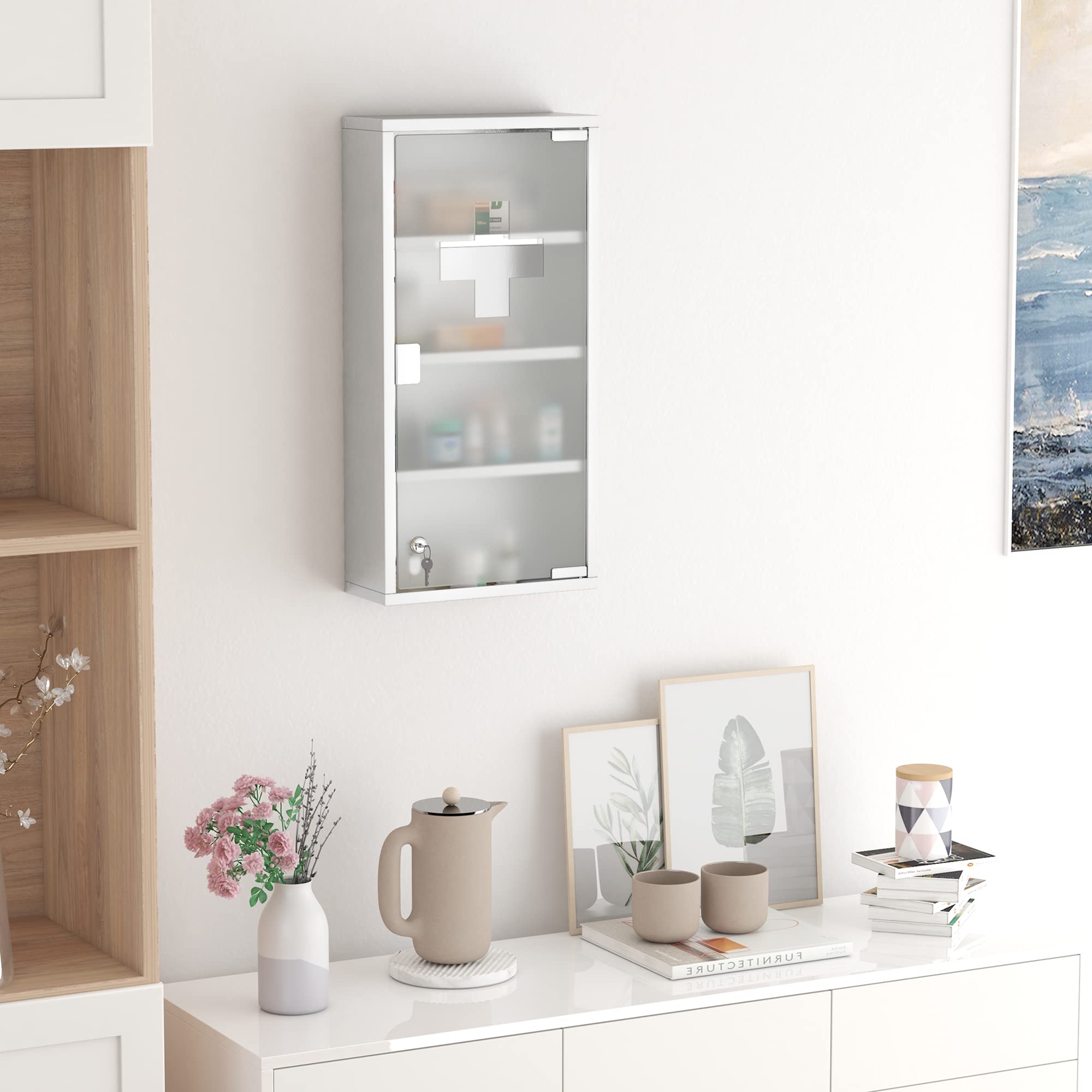 Vintage Brabantia Medicijnkastje Metaal Oranje, Wit, Douche Kast Met Oranje Wit Douche Kast Met Slot