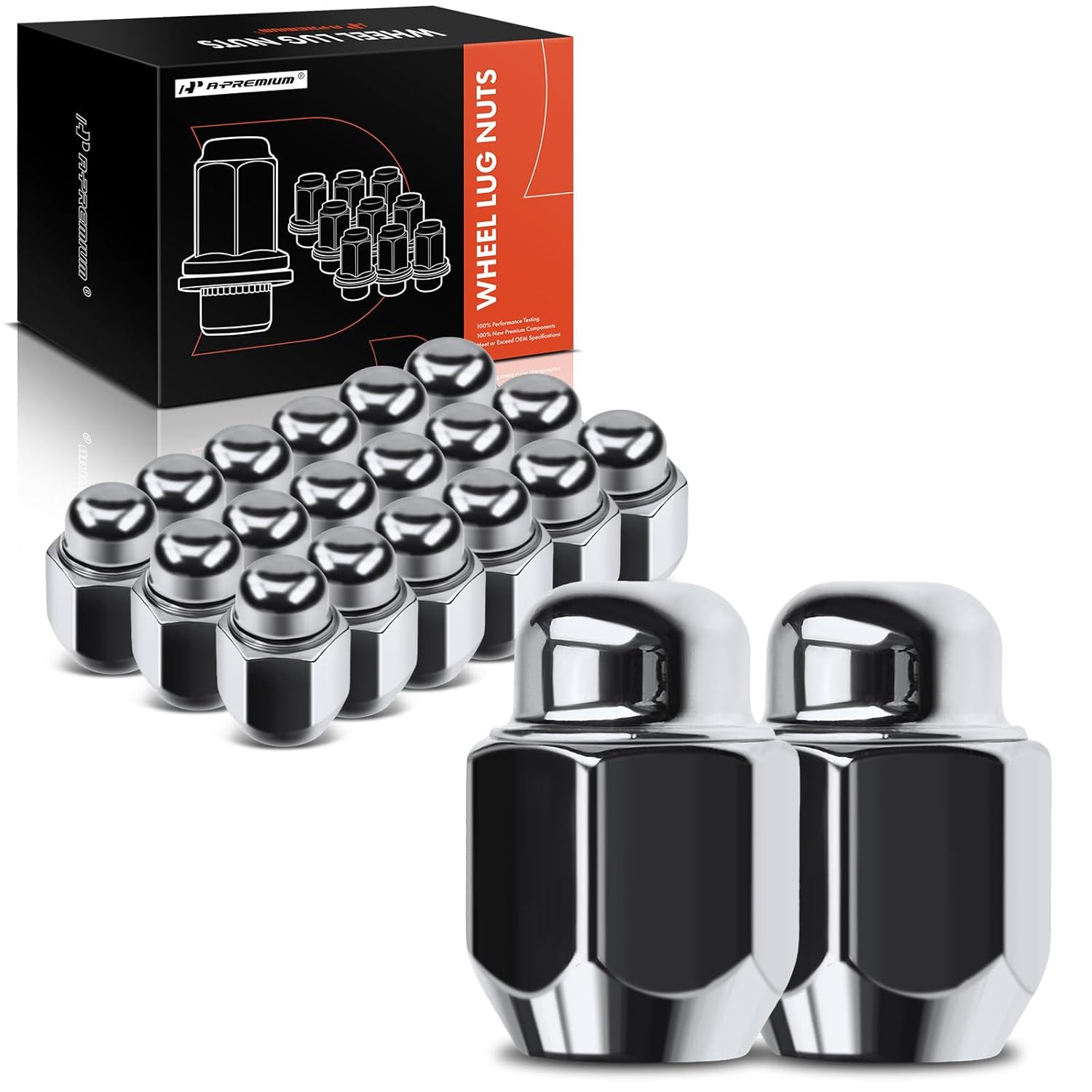 A-Premium Wheel Lug Nuts Compatible with Hyundai Santa Fe Sonata Accent Genesis Tiburon Tucson Kia Optima Sorento Sportage Spectra5 Rio5 20-PC Set