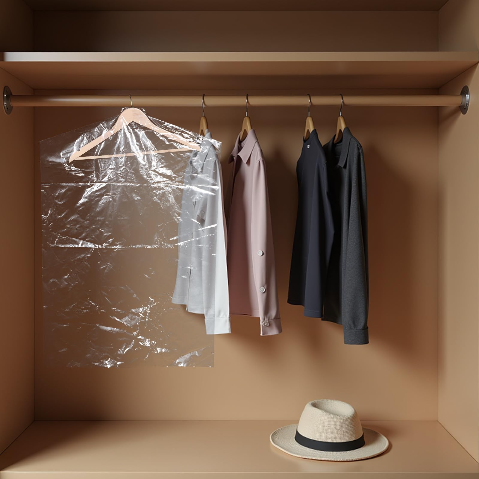 20 Unidades Funda Protectora para Ropa Antidespolvo de Plástico Transparente, Prevención de Colapso en Hombros, Ahorro de Espacio para Vestido y Pantalón en Armario o Viaje