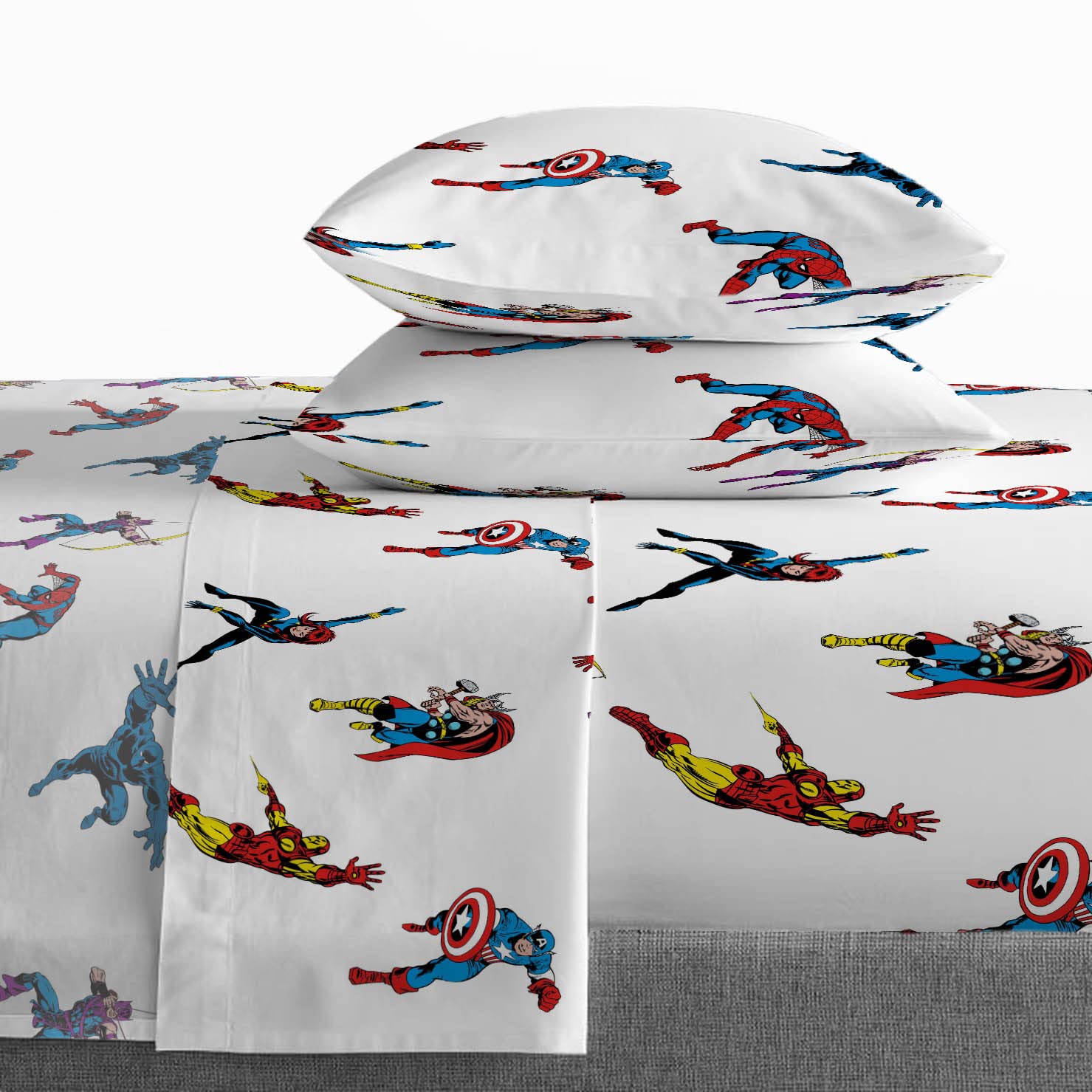Saturday Park Marvel Comics Avengers Invincible Queen Sheet Set - 4 Piece 100% Organic Cotton Sheets - GOTS & Oeko-TEX Certified (Marvel Official)