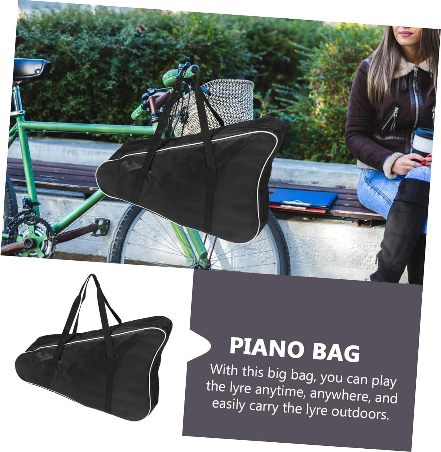 Padded Lyre Harp Bag Thick Cotton Padding for 15-String Instruments Convenient Storage Case for Students and Beginners Waterproof Carrying Pouch Shoulder Strap