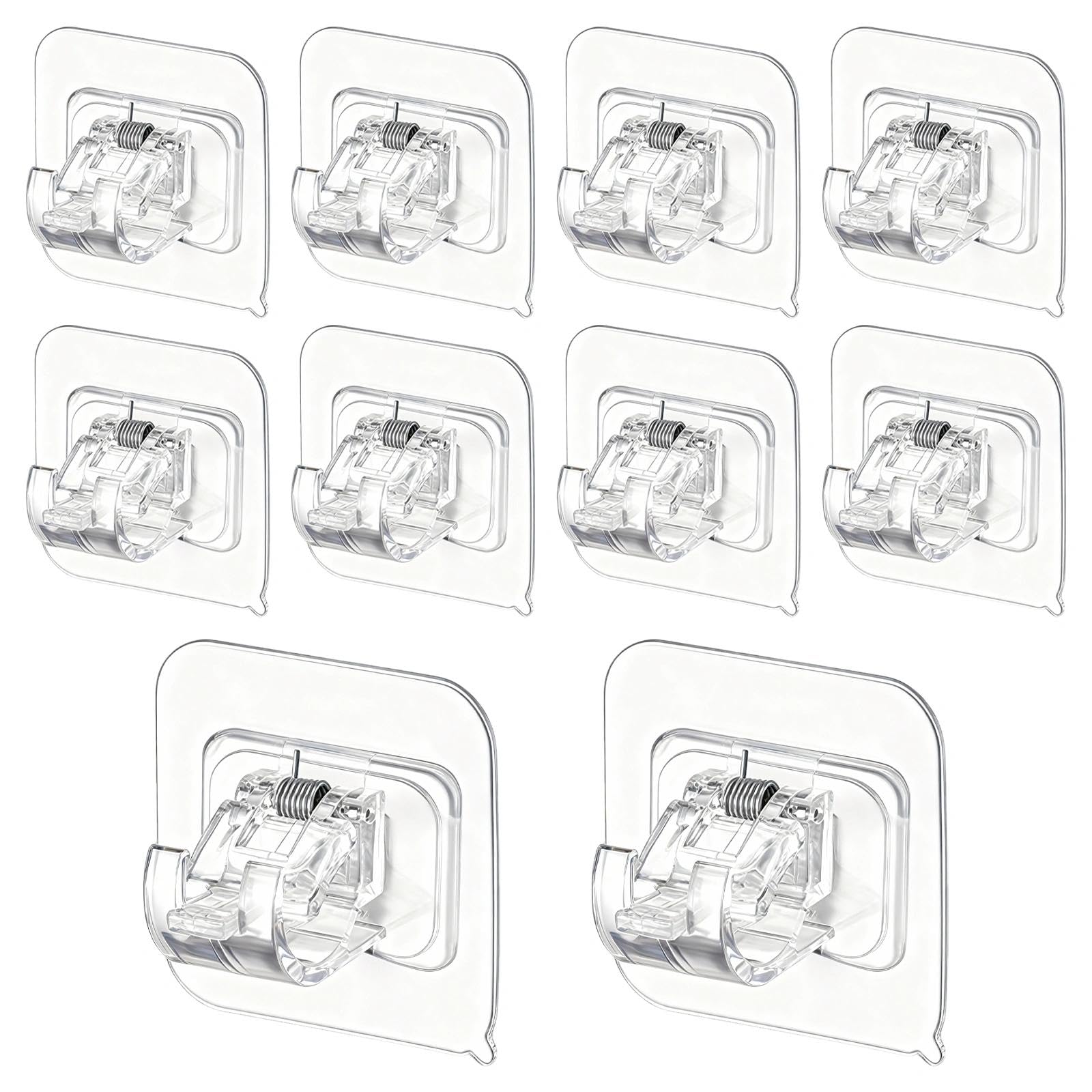 10 Pcs Self Adhesive Curtain Rod Bracket, No Drill Curtain Pole, Easy Install Pole Brackets, Adjustable Curtain Hooks for Home Kitchen Hotel