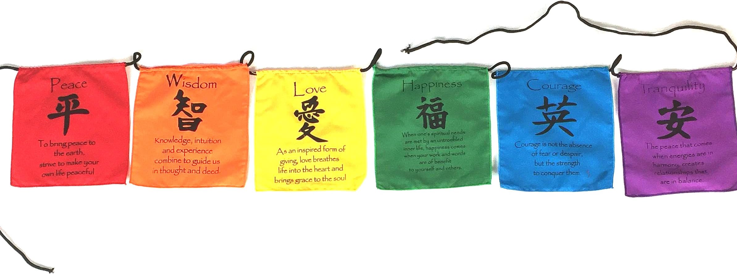 Rainbow Prayer Flag Tibetan Quotes String Banner Yoga Affirmation