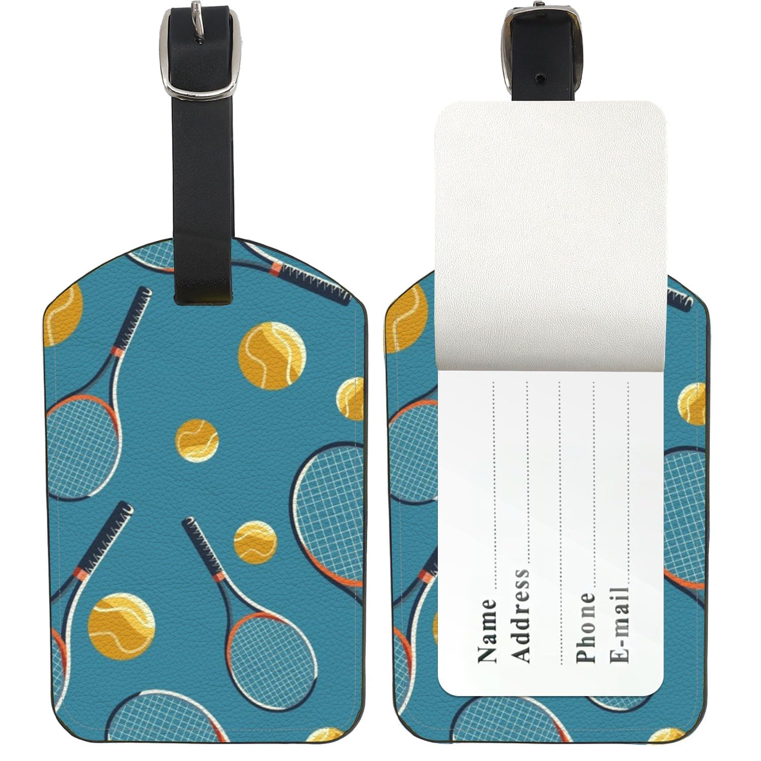 Yellow Tennis Balls Luggage Labels, Pu Leather Bag Tags with Privacy Protection Cover, Luggage Tag for Backpack Bags Baggage Labels Identifiers, Women Airport Essentials, Dad Gifts