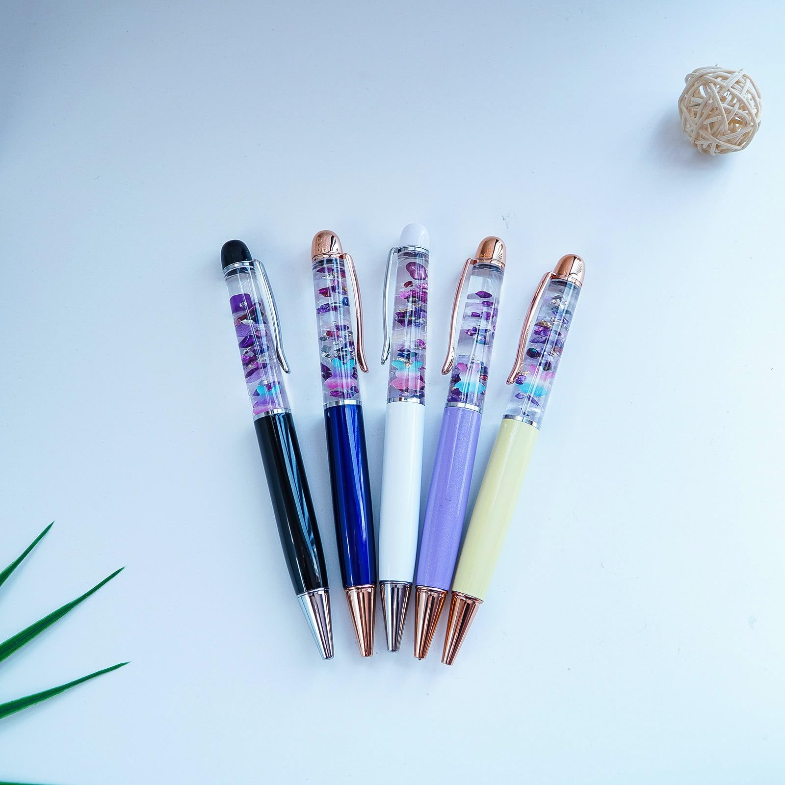 Sikyby Bunny Rabbit Glass Glaze Cute 3D Floater Liquid Writing Journaling Office Pen Unique Gifts Set of 5 Pens - Image 3
