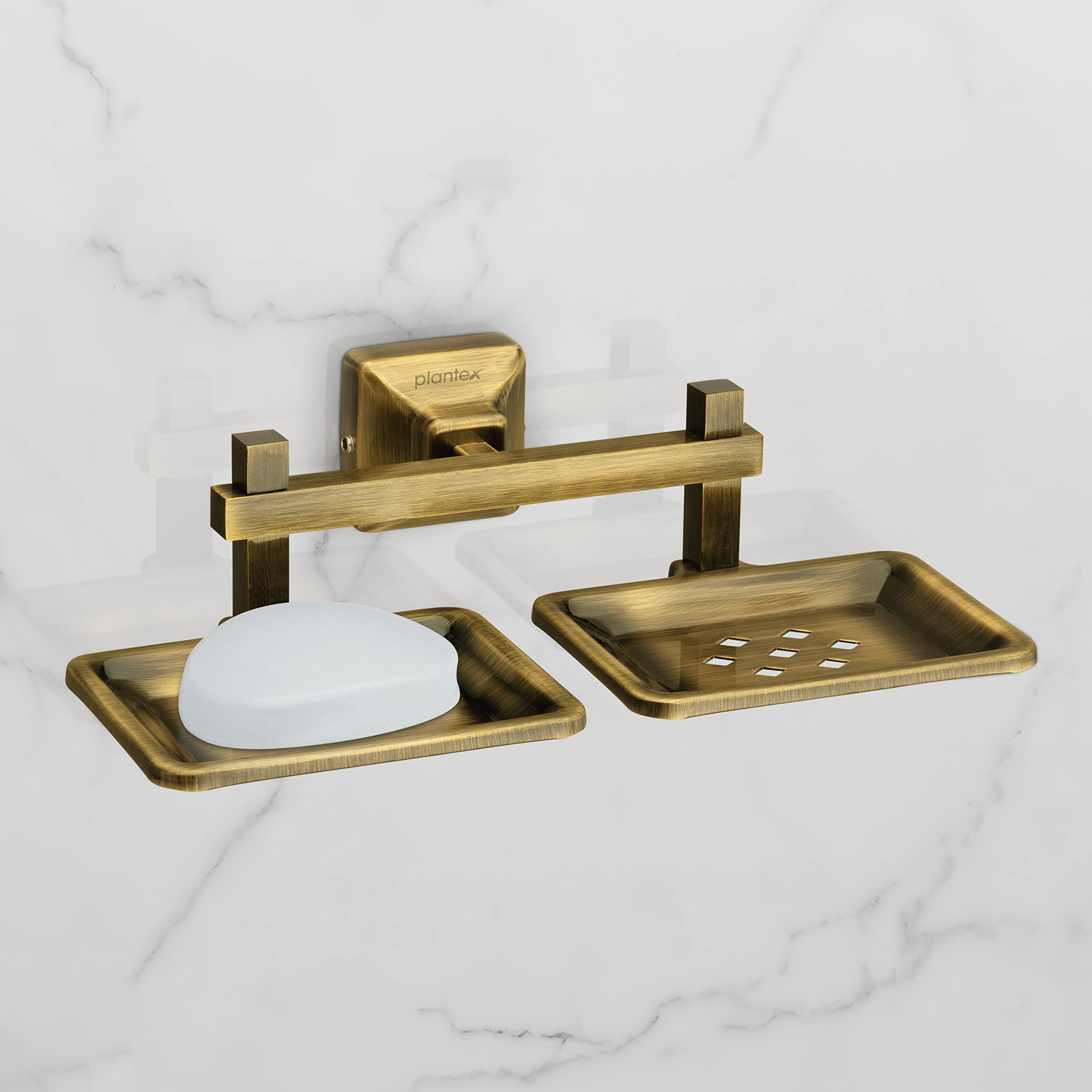 Plantex 304 Grade Stainless Steel Double Soap Holder for Bathroom/Dual Soap Dish/Soap Stand/Bathroom Accessories - Squaro (Brass Antique) (B0B9N37N2K) Amazon Price History, Amazon Price Tracker