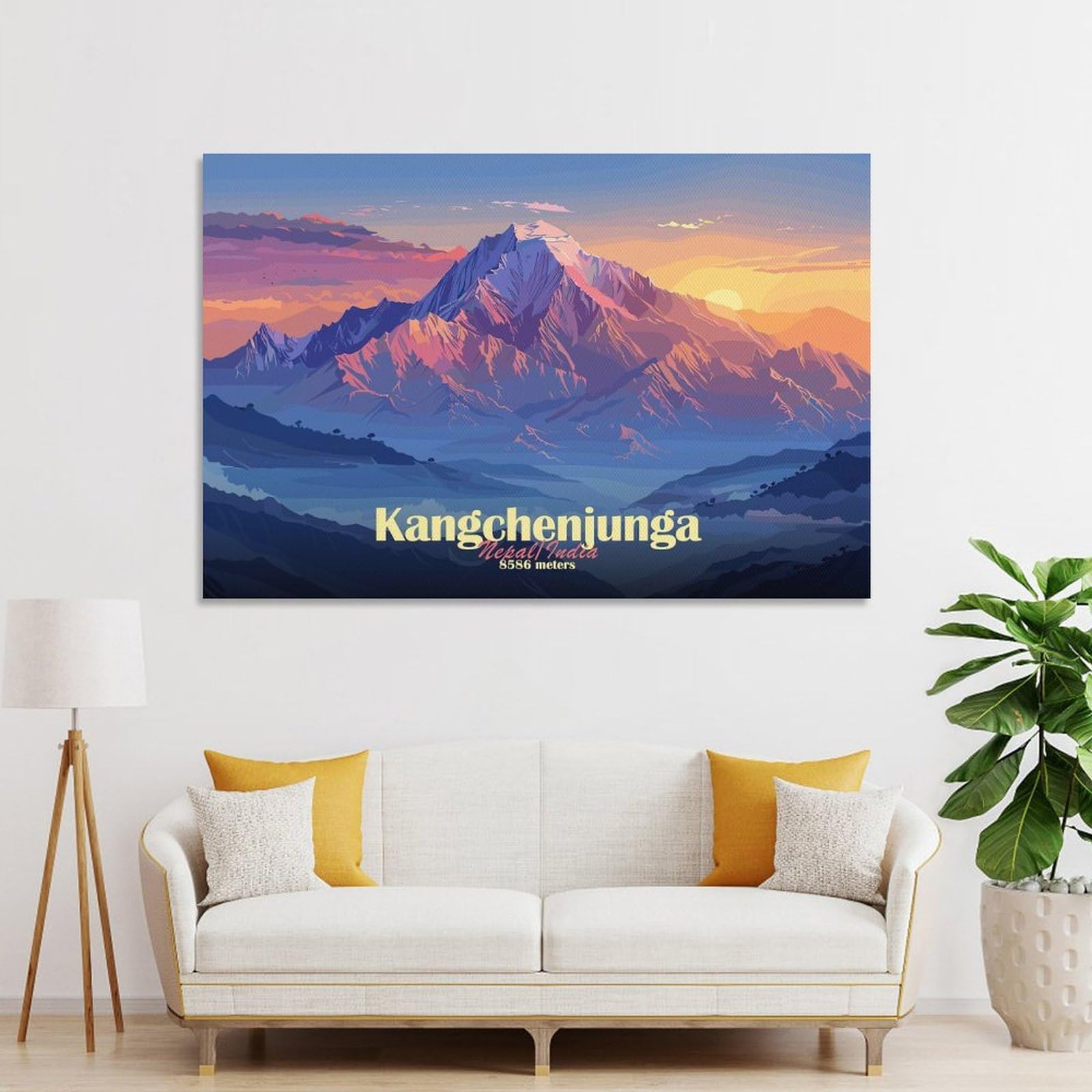 Junmoney Wall Picture Print Kangchenjunga Mountain, 20x30inch(50x75cm), for Entryway, Lounge Links Or Small Walls, Home Artwork for First Impressions
