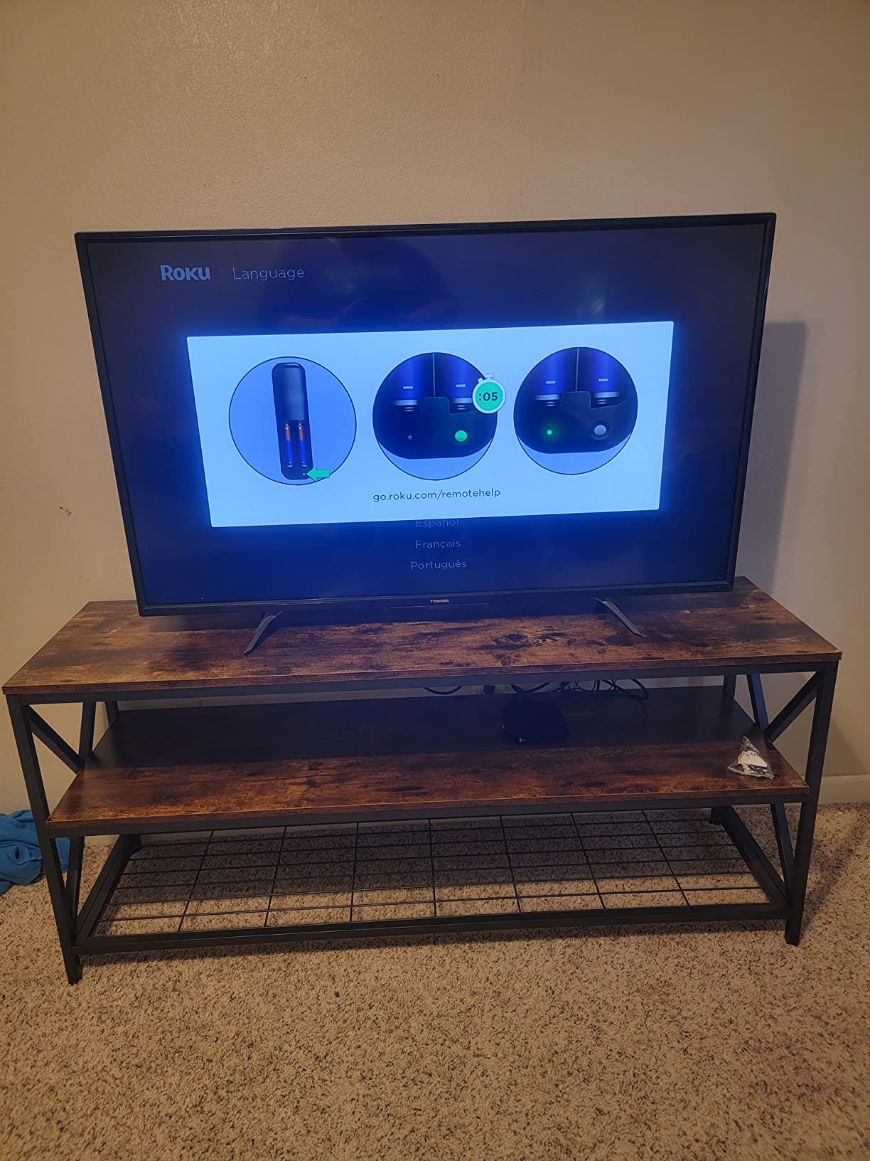 18/mo Finance TV Stand for TV up to 65 INCH, Sturdy Entertainment Center 55 INCH Industrial