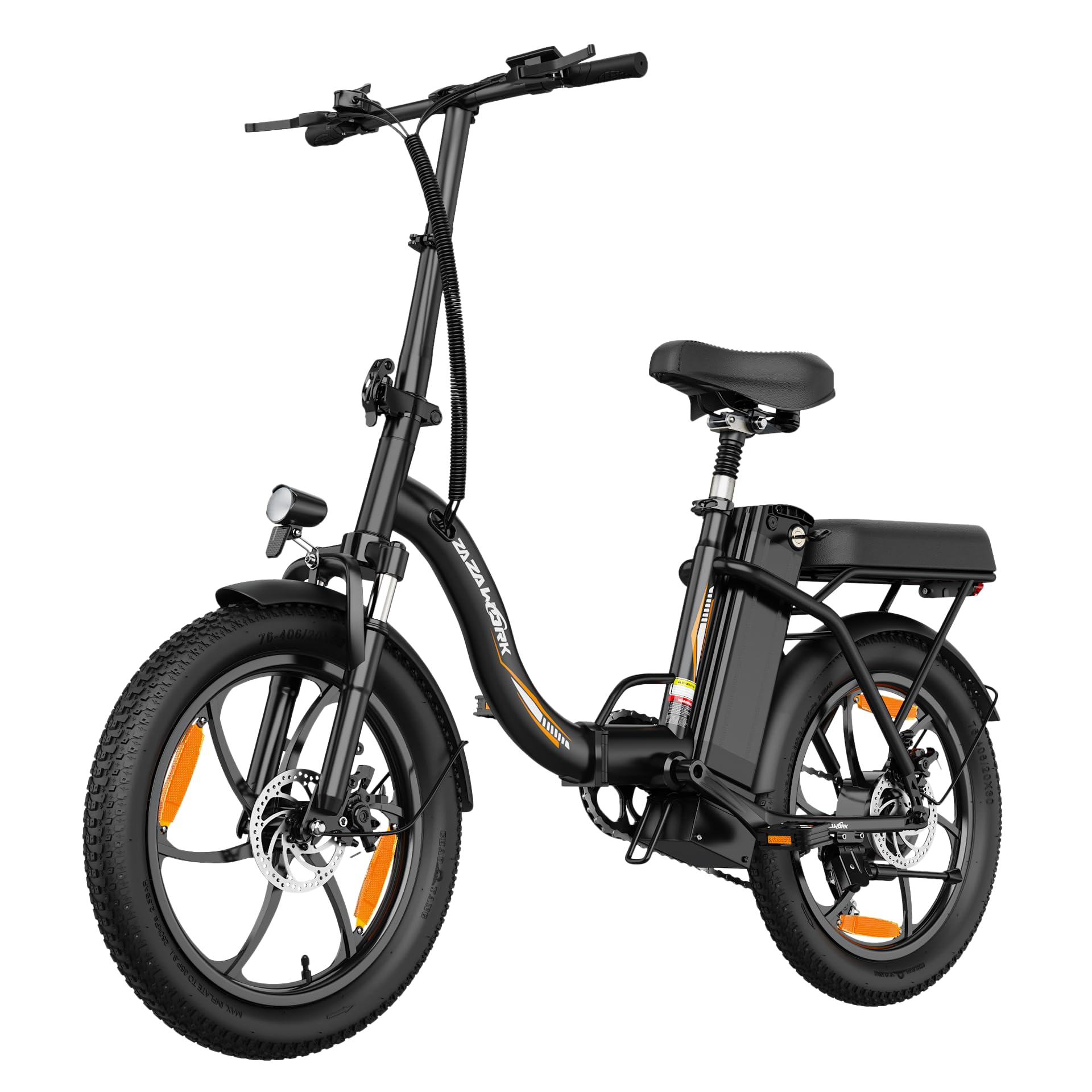 Bicicletta Elettrica Pieghevole 20x3.0, Motore 250W Coppia 47NM, Batteria 48V 16Ah, Velocità Max 25km/h, Autonomia 50-100KM, 7 Marce, Ammortizzatore a Molla e Freni a Disco Meccanici Urbana