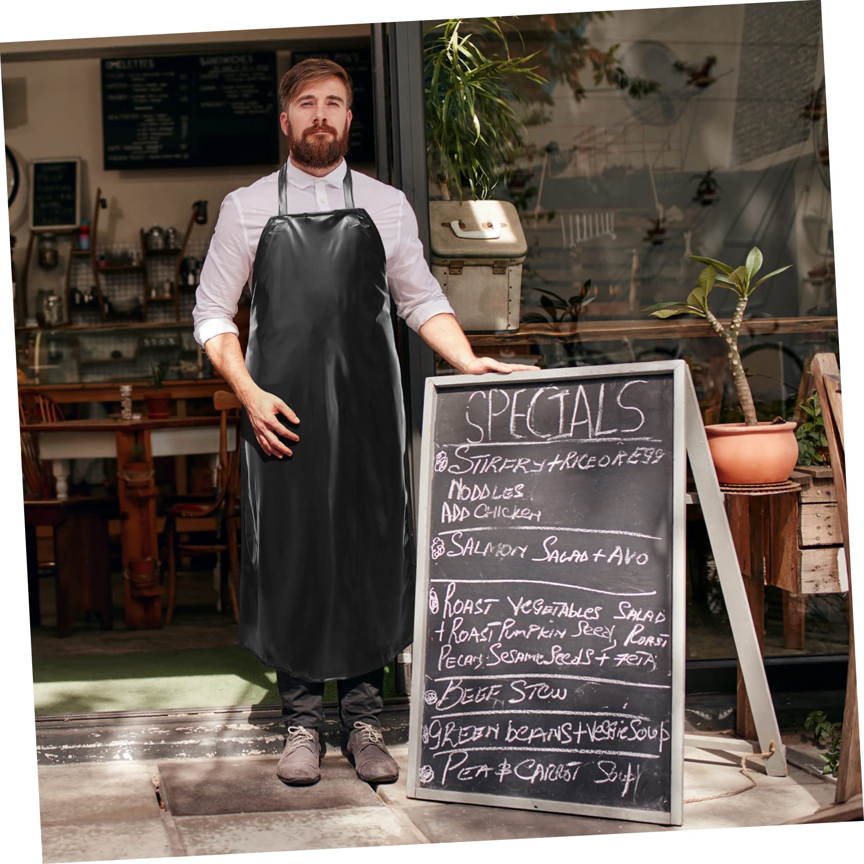 AUTSUPPL Unisex Industrial Apron for Kitchens and Oil-resistant Neck or Sleeveless Black Random Style 110x80cm