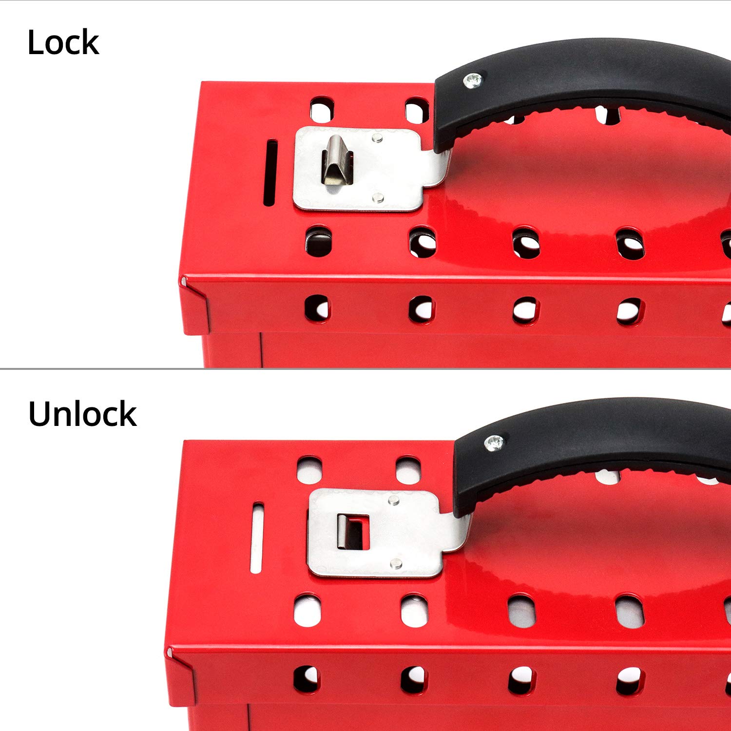 QWORK - Caja de seguridad portátil con 12 ranuras, color rojo