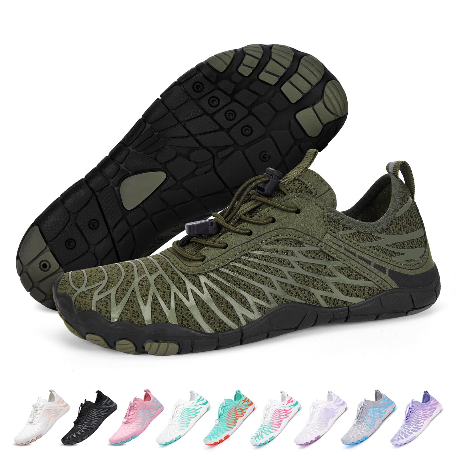 RUYI Unisex blotevoetenschoenen dames heren teenschoenen, sneldrogend, trailschoenen, zacht, licht, fitnessschoenen, ademende aquaschoenen met antislip zool en brede teenbox, W01 Zwart, 37 EU