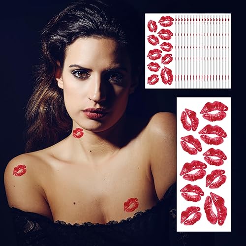 Tatuaje temporal de San Valentín, 200 unidades, beso rojo, labio, día de San Valentín, tatuajes temporales, labios rojos, tatuajes temporales,