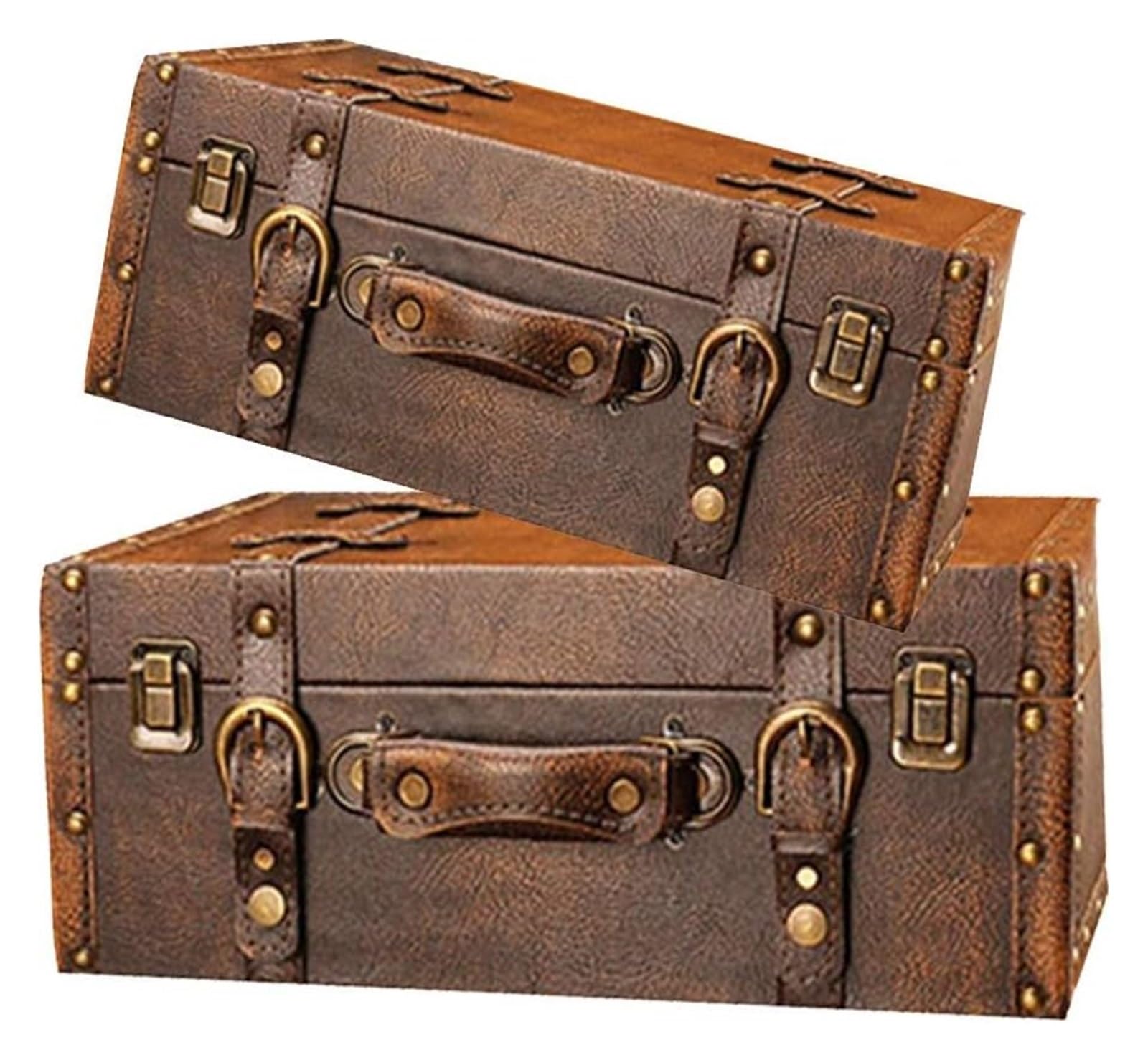 Maleta Retro de Madera, Caja de Almacenamiento, para decoración del hogar, Fiestas, Bodas, Accesorios de fotografía, Ventana, Estilo Europeo, 6 Colores, 3 tamaños (D-44X11.5X22+48X15X29CM)