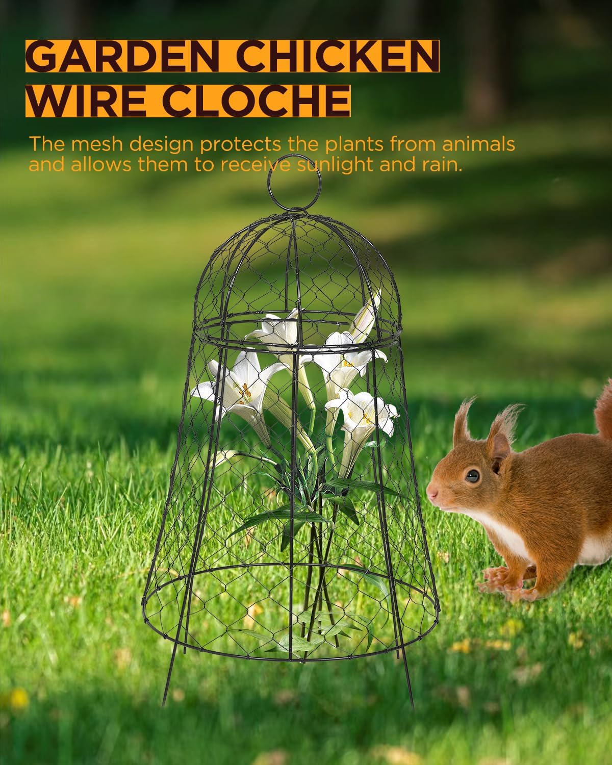 FAHKNS Garden Cloches for Plants Extra Large, Garden Cloche Chicken Wire Cloche for Plants Cages Cover Plant Protectors from Animals in Outdoor Vegetable Garden Set of 6 Plant Cloche 22.8" H x 12" D