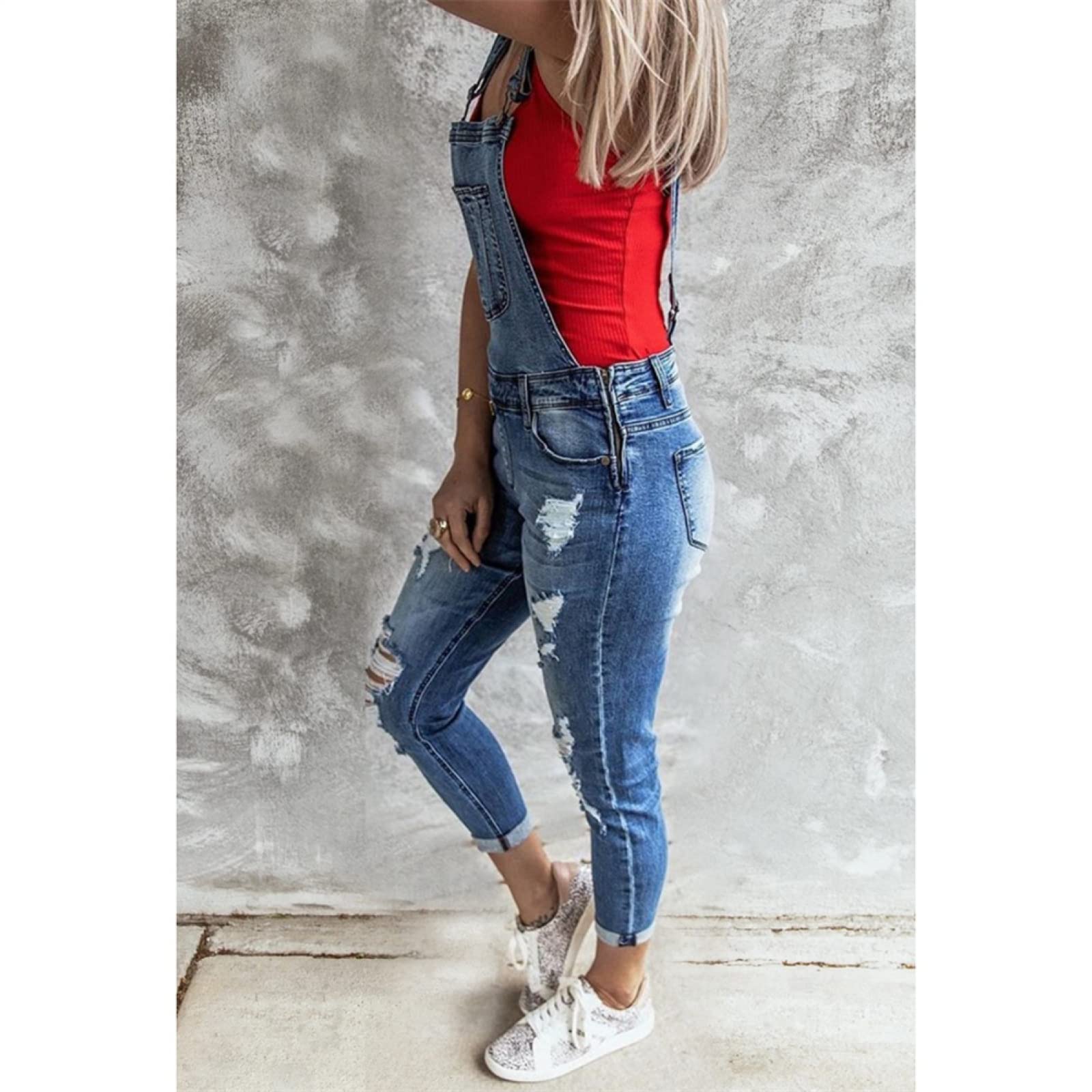 Pantalones Vaqueros Elásticos Ajustados Perforados A La Moda para Mujer De Otoño E Invierno
