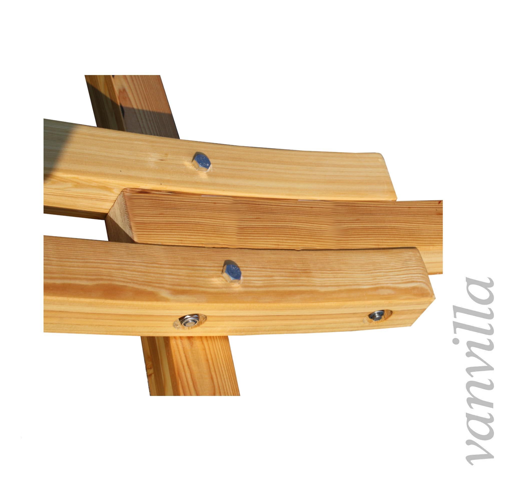 vanvilla Hängematte mit Gestell aus Lärche natufarben Lagarde 320cm x 120cm, Hängematte braun/Creme gestreift, Edelstahlteile, Hängemattengestell Holz