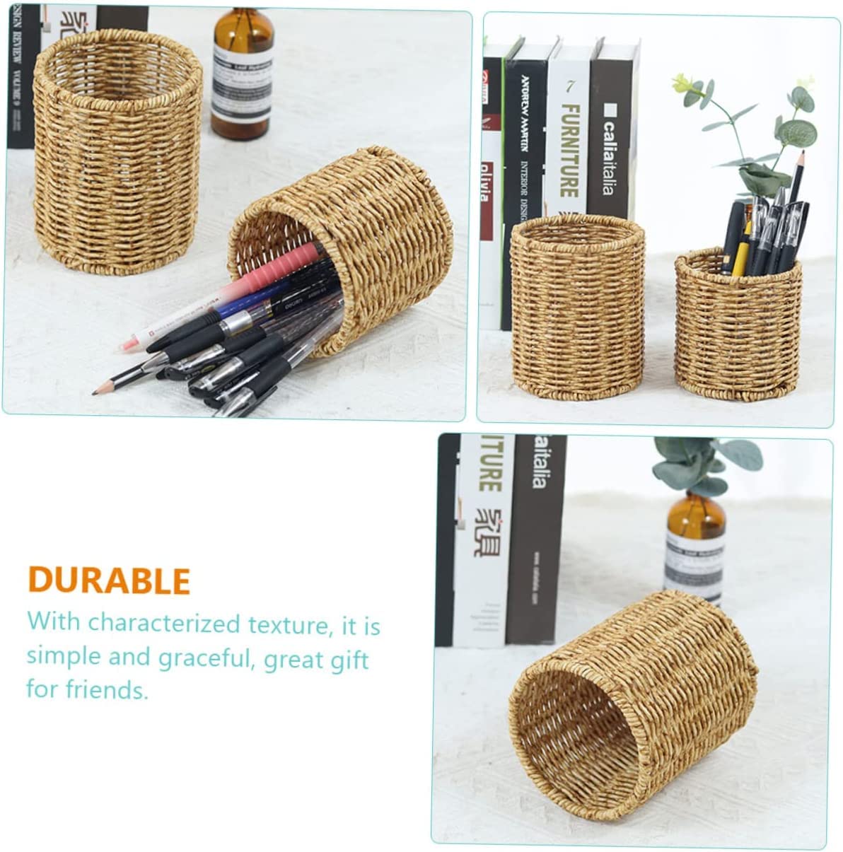 Porte-stylo Pot à crayons Fournitures de bureau Organisateur de stockage Conteneur 4pcs Porte-stylo Rond Bureau Table Pot Art Maquillage Pinceau Pot Stylo Tasse Bureau Stylo Organisateur Trousse Litté