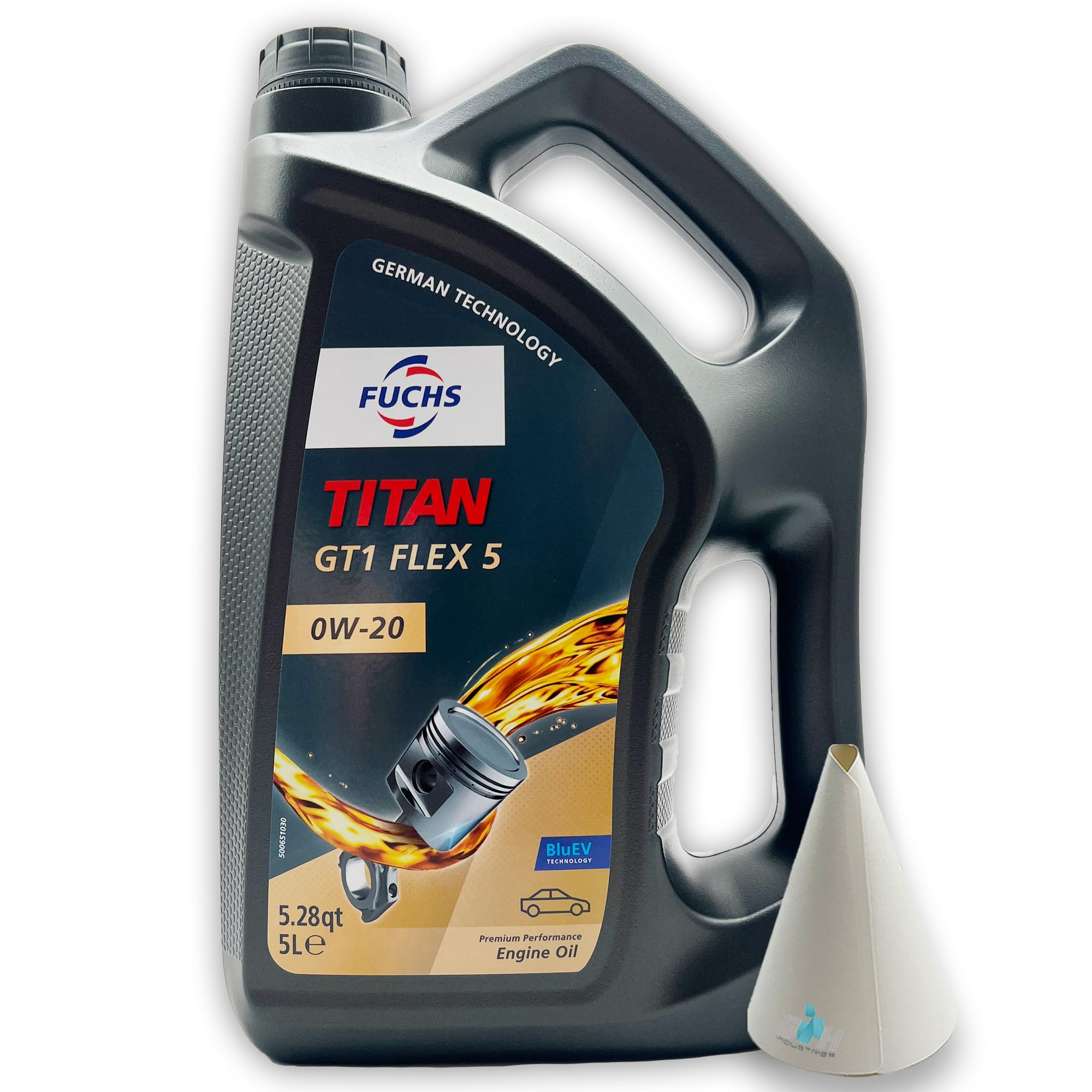 5 L Fuchs Titan GT1 Flex 5 | 0W-20 | kompatibel mit | MB229.71 | MB 229.72 | BMW-Longlife-17 FE | STLJR.03.5006 | Opel OV0401547-A20 | Motoröl | Ölwechsel | mit Trichter