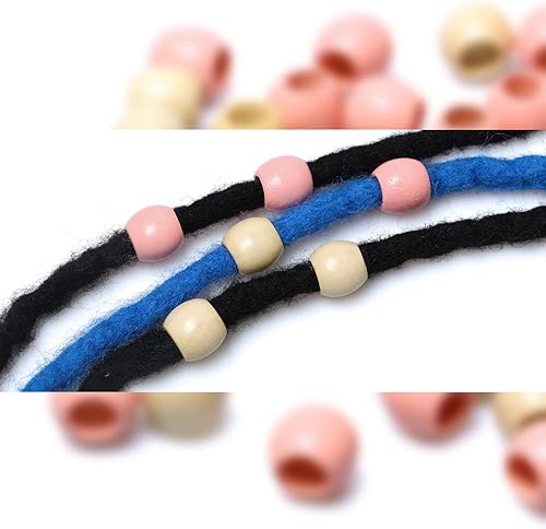 Miniatura 3 de 100 cuentas de madera de barril de 0.472 in, cuentas de madera de agujero grande para decoración de trenzas de cabello, fabricación de proyectos de