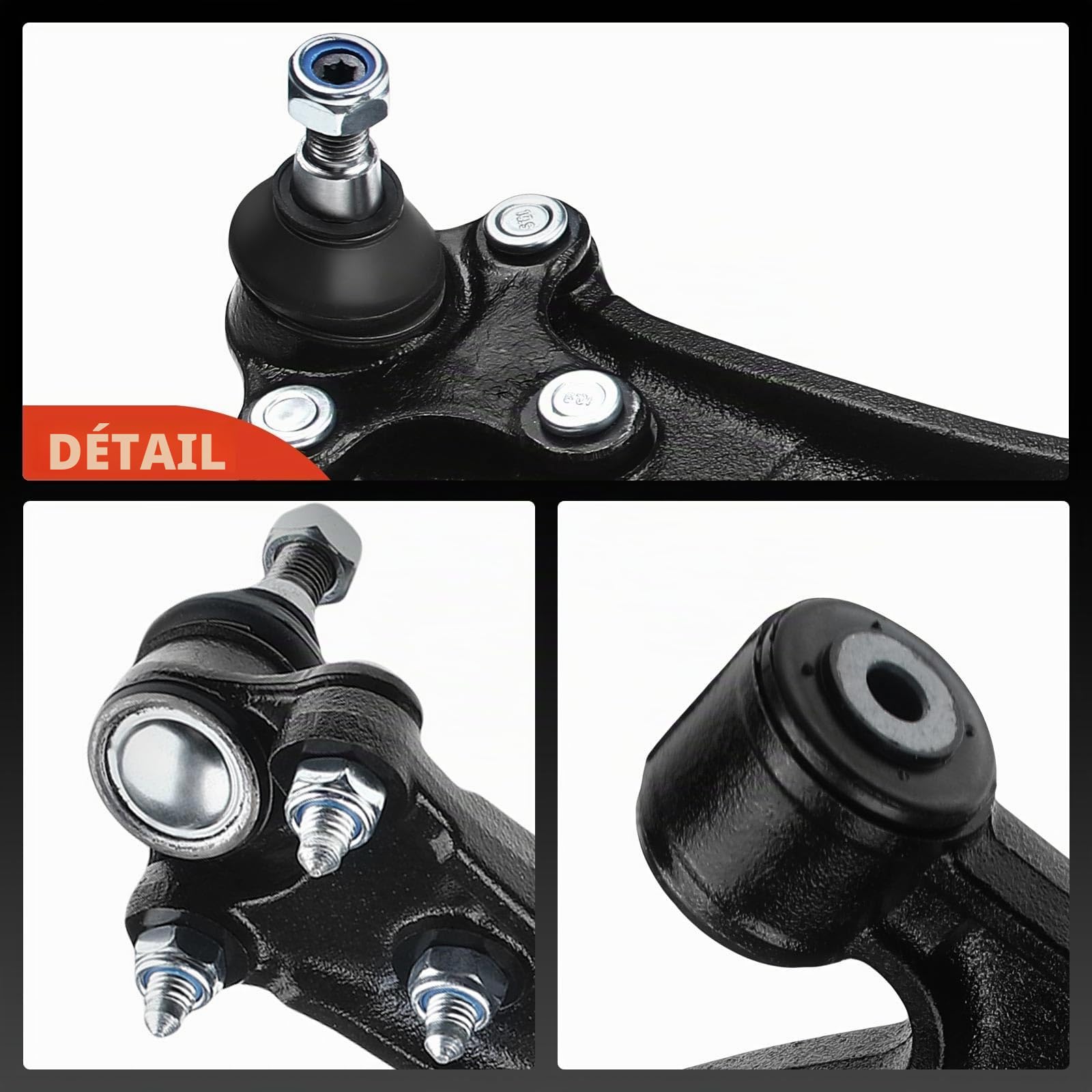 Frankberg 2 bras de suspension + 1 rotule avant 1K0407151AA | Compatible avec: Altea XL 5P5 5P8, T.o.u.r.a.n 1T1 1T2, Golf VI Cabriolet 517, Golf Plus 521 5M1, O.c.t.a.v.i.a II 1Z3