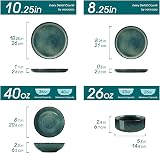 vancasso STARRY Set di Piatti per 6 Persone, Servizio da Tavola 24 Pezzi in Gres - Adatti al Forno a Microonde e Lavastoviglie - Smalto Reattivo Verde - 2