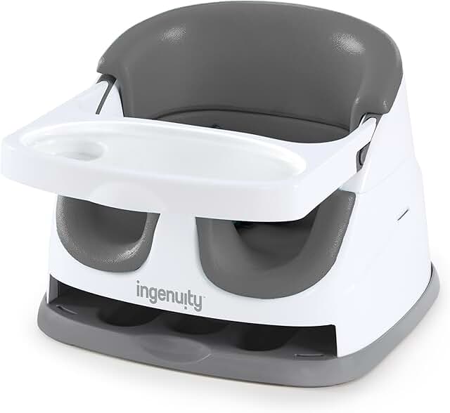 Ingenuity Baby Base 2-in-1 Booster Feeding and Floor Seat with Self-Stor...