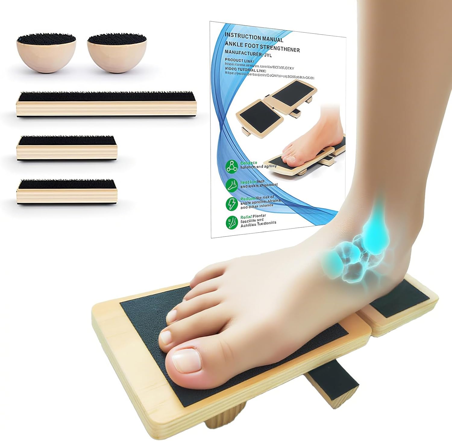 Ankle Foot Strengthener Balance Board Exerciser for Toe Heel Sole Flexibility Stability Balance Training Posture Corrector Physical Therapy Plantar Fasciitis Relief Sprained Ankle