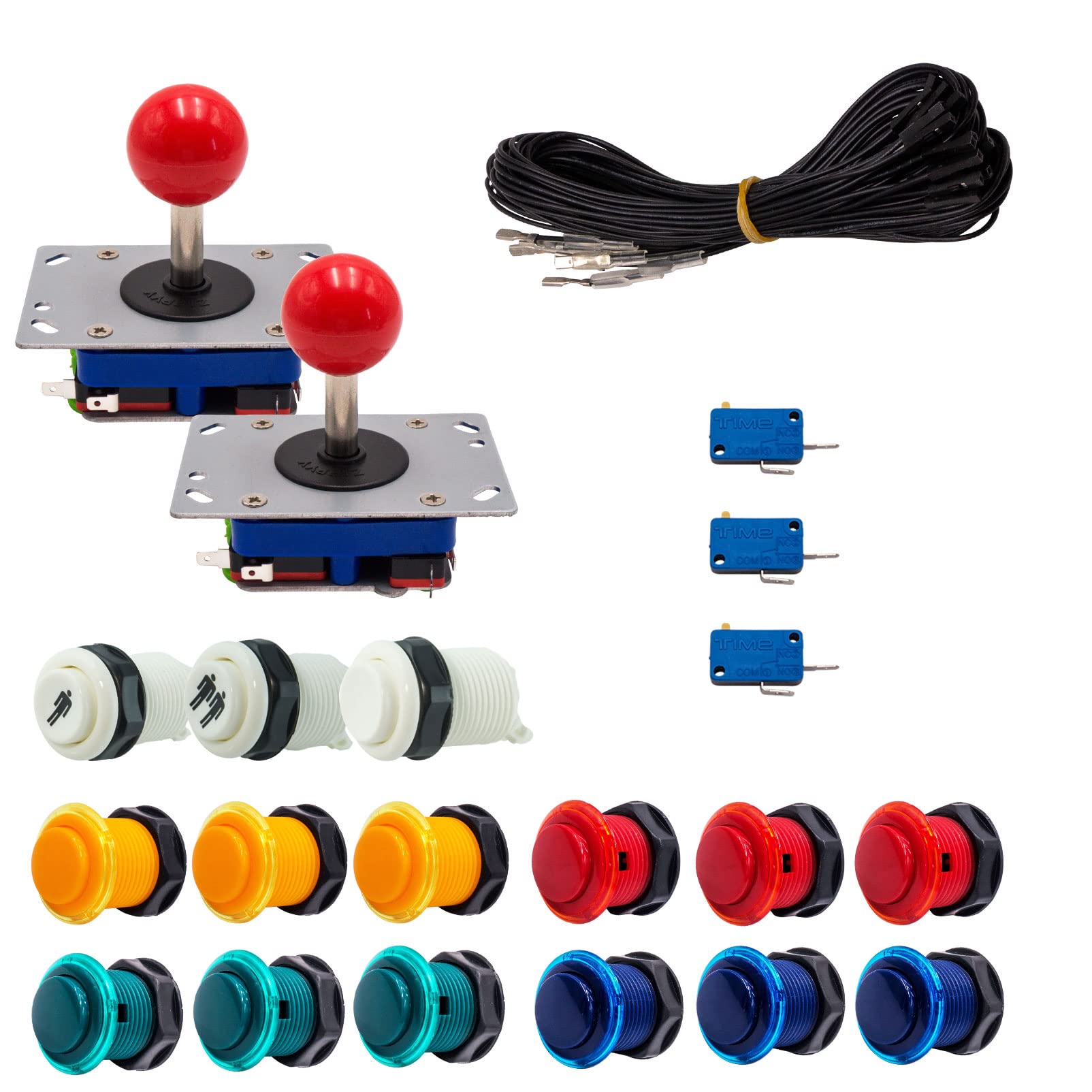 Kit Joystick e Pulsanti Arcade 2 Giocatori Luminosi Pulsanti Generico Joystick Zippyy Aste Corte Palle Cavo Gpio Videogiochi Retro Gaming