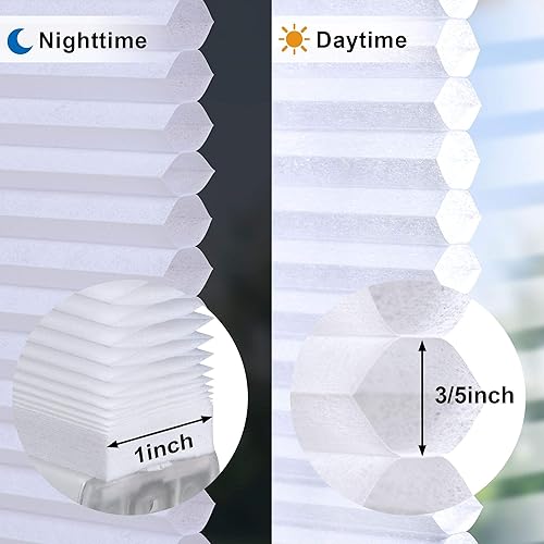 Miniatura 3 de LazBlinds Persianas celulares sin cordón, sin herramientas, sin taladro, filtrado de luz, persianas celulares de poliéster para ventana, tamaño de