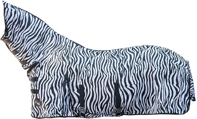 HKM Zebra Manta Anti-Moscas con Cuello con cinturó Blanco/Negro 95