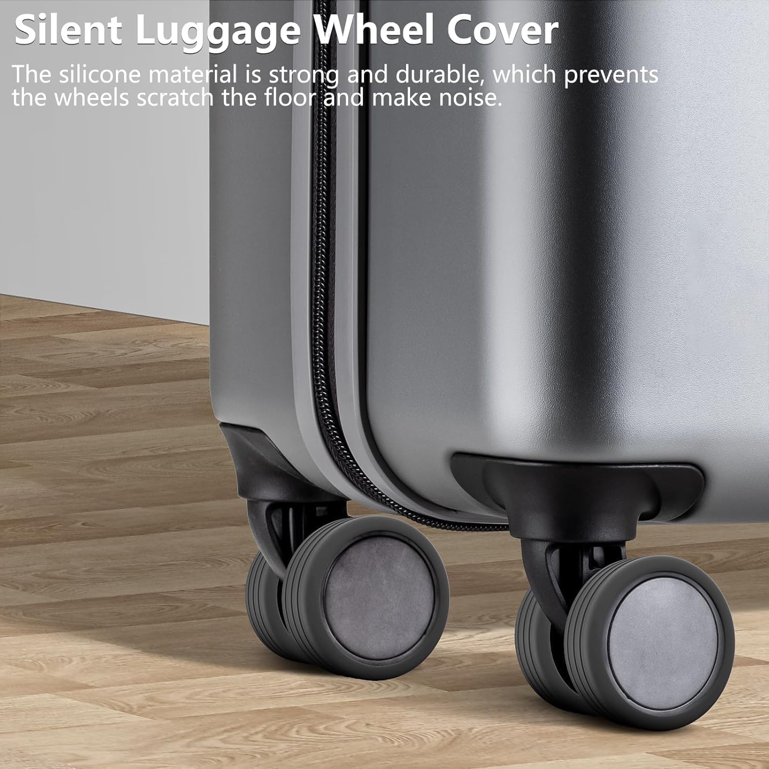 RP MALL 16PCS Luggage Wheel Silicone Protector Cover Shock Absorption Spinner Wheel Cover For Trolley Bag Suitcase Chair Black 3