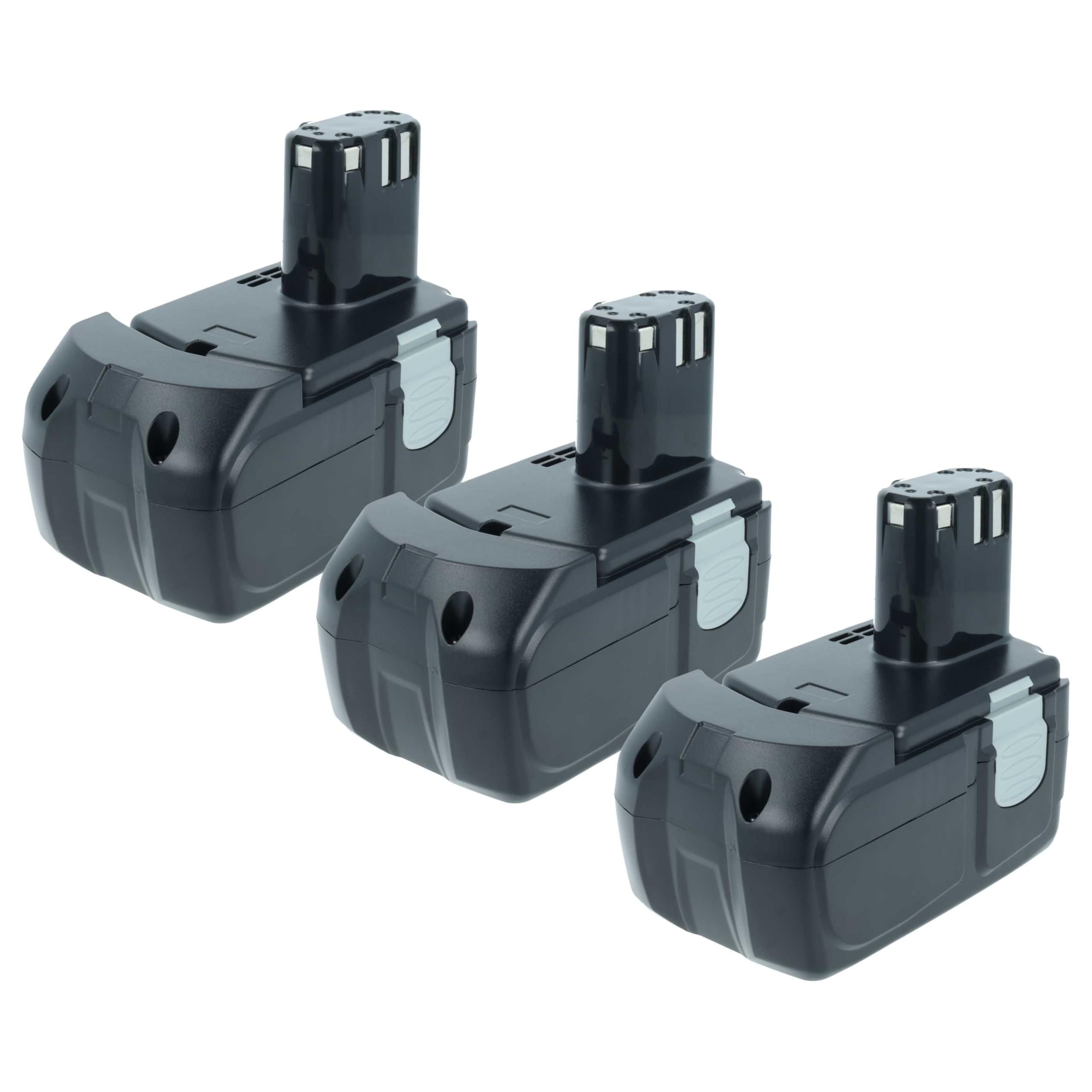 vhbw 3x NiMH akumulator 1500 mAh (18 V) pasujący do elektronarzędzi narzędzia Powertools Tools Hitachi WR 18DL, WR 18DMR