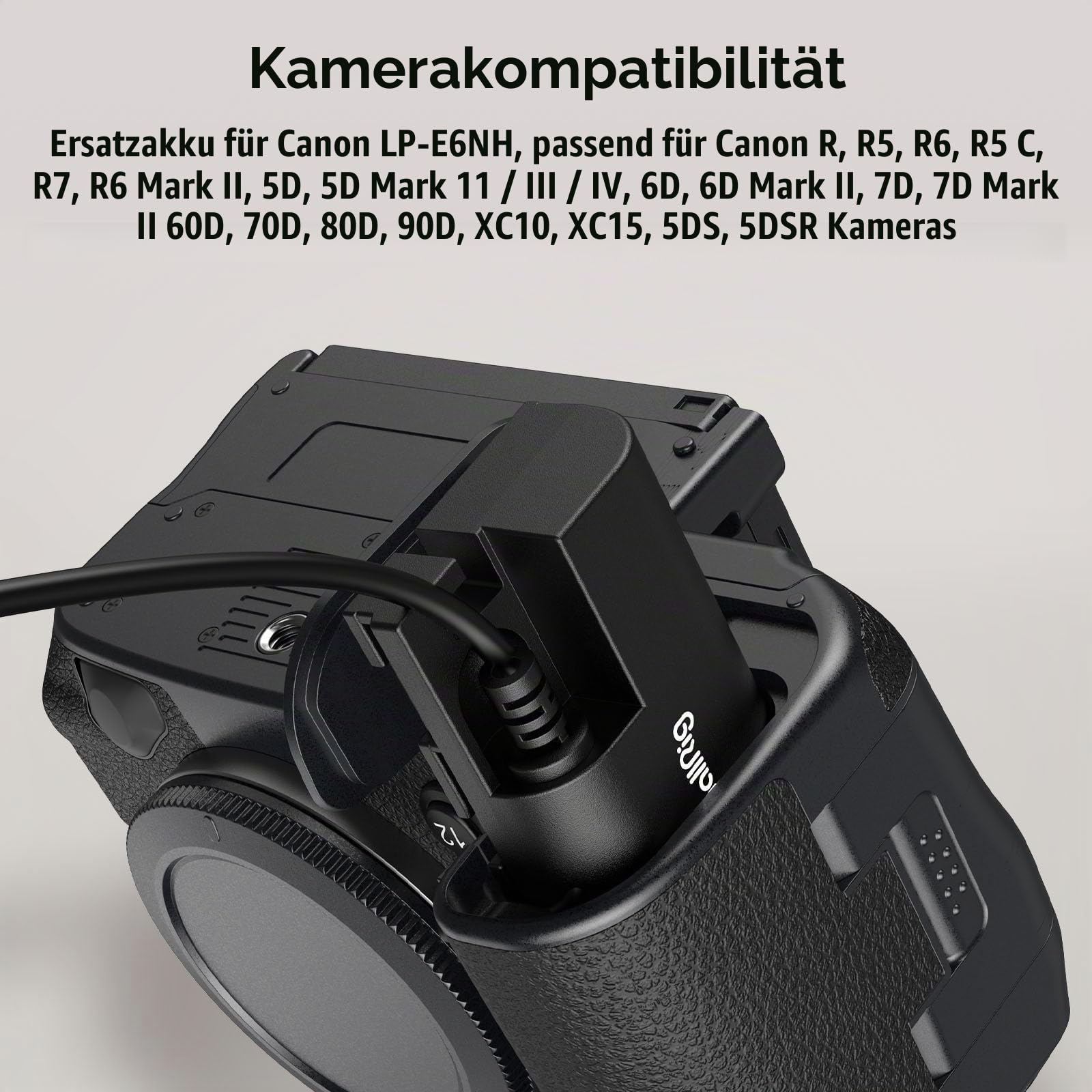 SMALLRIG D-TAP auf LP-E6NH Dummy-Akku, LP-E6NH Spiral-Stromkabel für Canon 5D Mark II, 5D Mark III, 5D Mark IV, 6D Mark II, R6 Mark III, R6 Mark II, 90D, XC10, XC15, 5DS, 5DSR, R, R5, R6, R7-4252