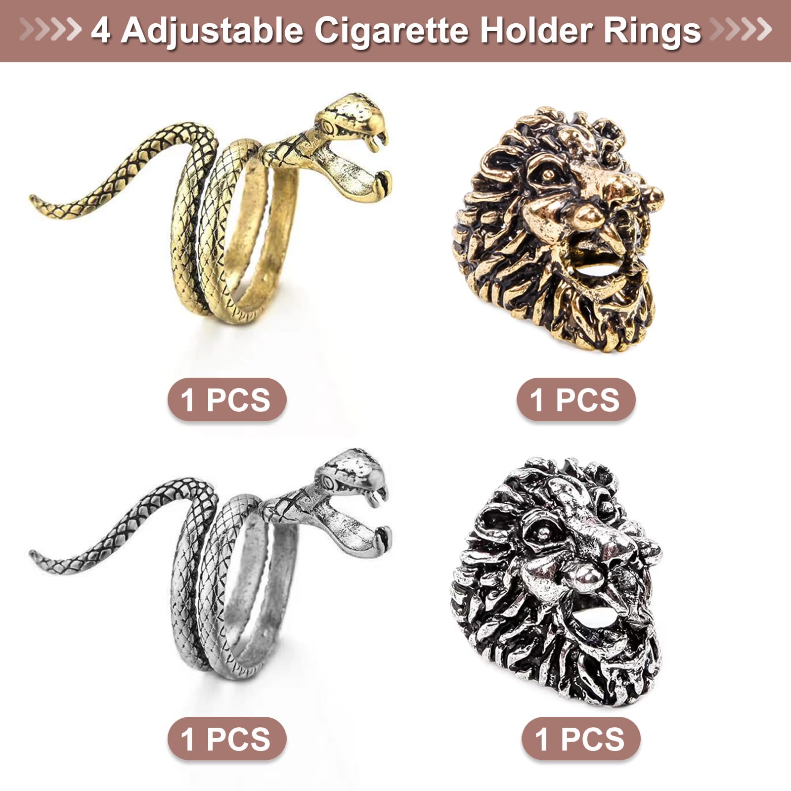 Cigarette Holder Finger Snake Lion Ring 4 Pieces Holder Ring Snake Lion Ring  Shape Smoking Accessories for Women Men Cigar Holder Finger Extension  Halloween Gifts for Men and Men : Amazon.nl: Fashion