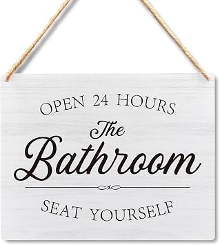 Lacosu Wall Pediments Please Seat Yourself Bathroom Sign,Funny Bathroom Hanging Sign for Restroom Wall Decor,10x8 Inches