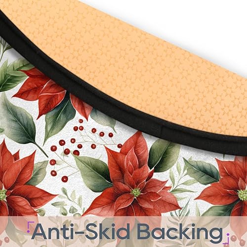 Miniatura 4 de Christmas Poinsettia Red Holly (03) Round Area Rug 3ft Machine Washable Circular Rugs for Dining Room Table Bedroom Playroom Throw Rugs for Dog