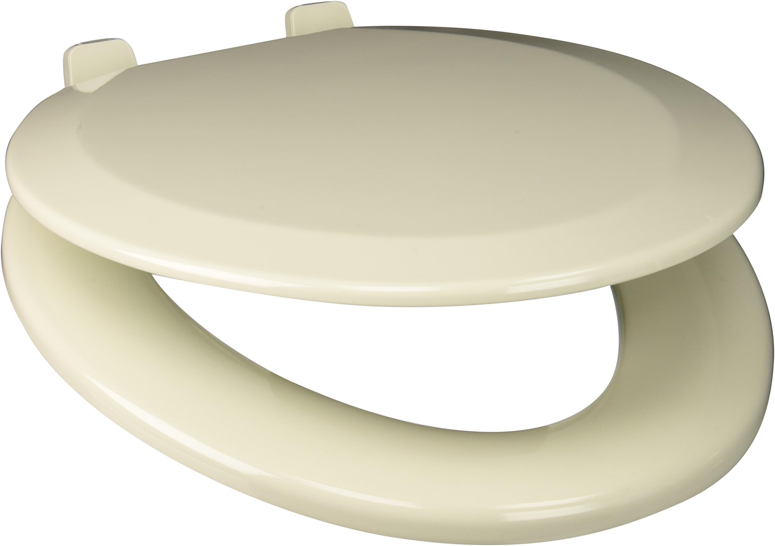 PlumbTech 114-02 Deluxe Molded Wood Elongated Toilet Seat with Adjustable Hinge, Biscuit