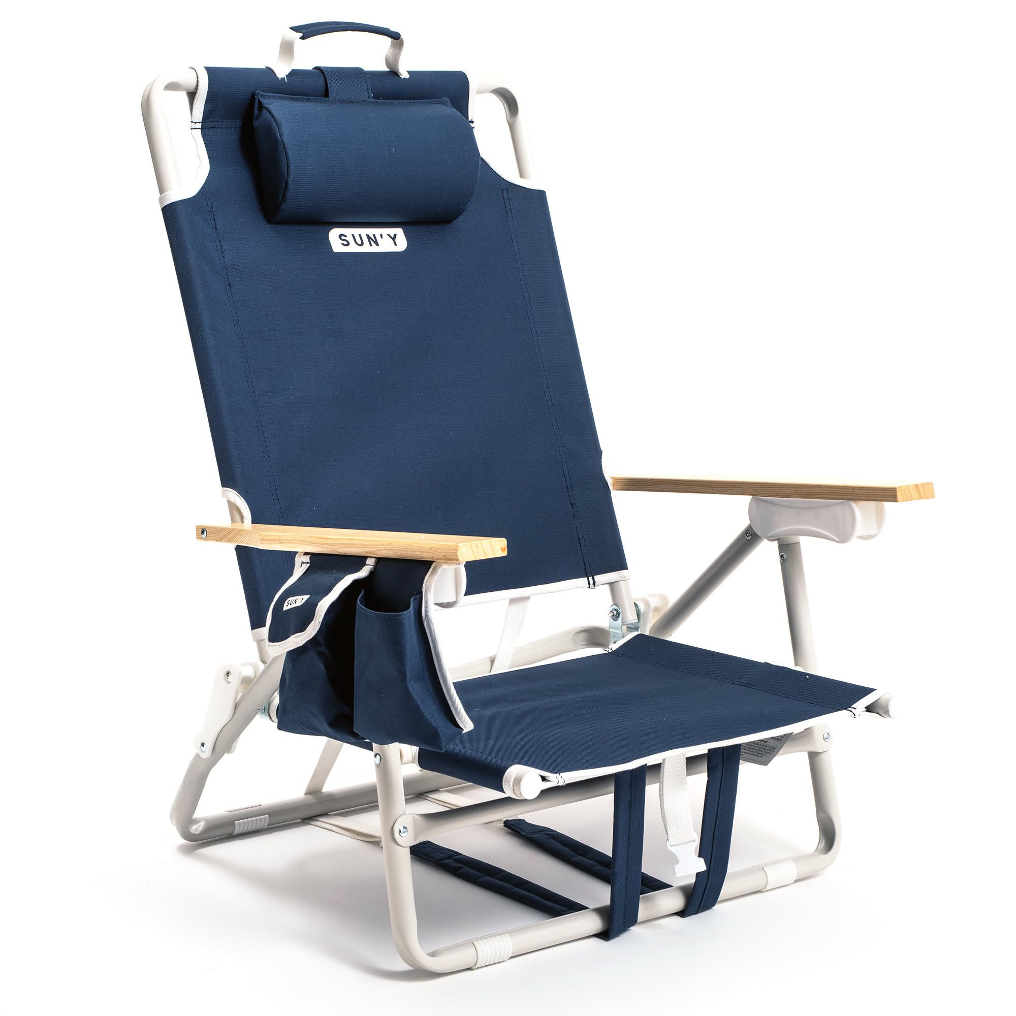 SUN'Y Escapes Backpack Beach Chair - Made w/Ocean Bound Plastics, Customizable w/MOLLE Accessories, Ultra Lightweight, Low-Seat Natural Comfort,